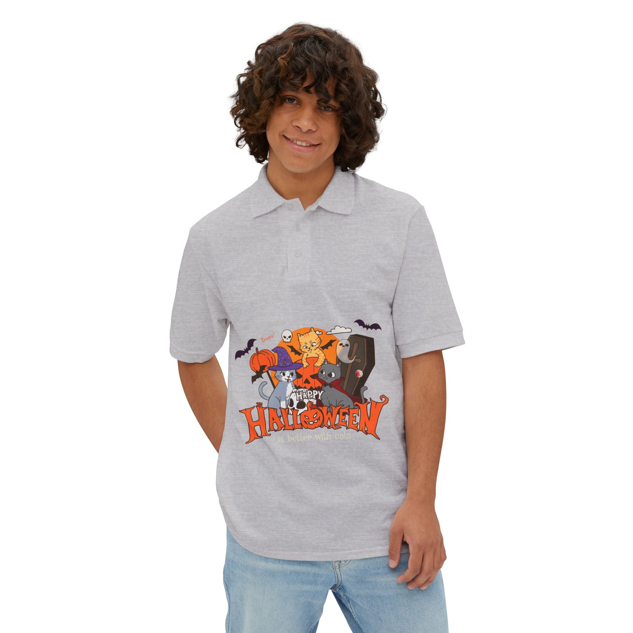 Halloween is Better with Cats | Men's Piqué Polo