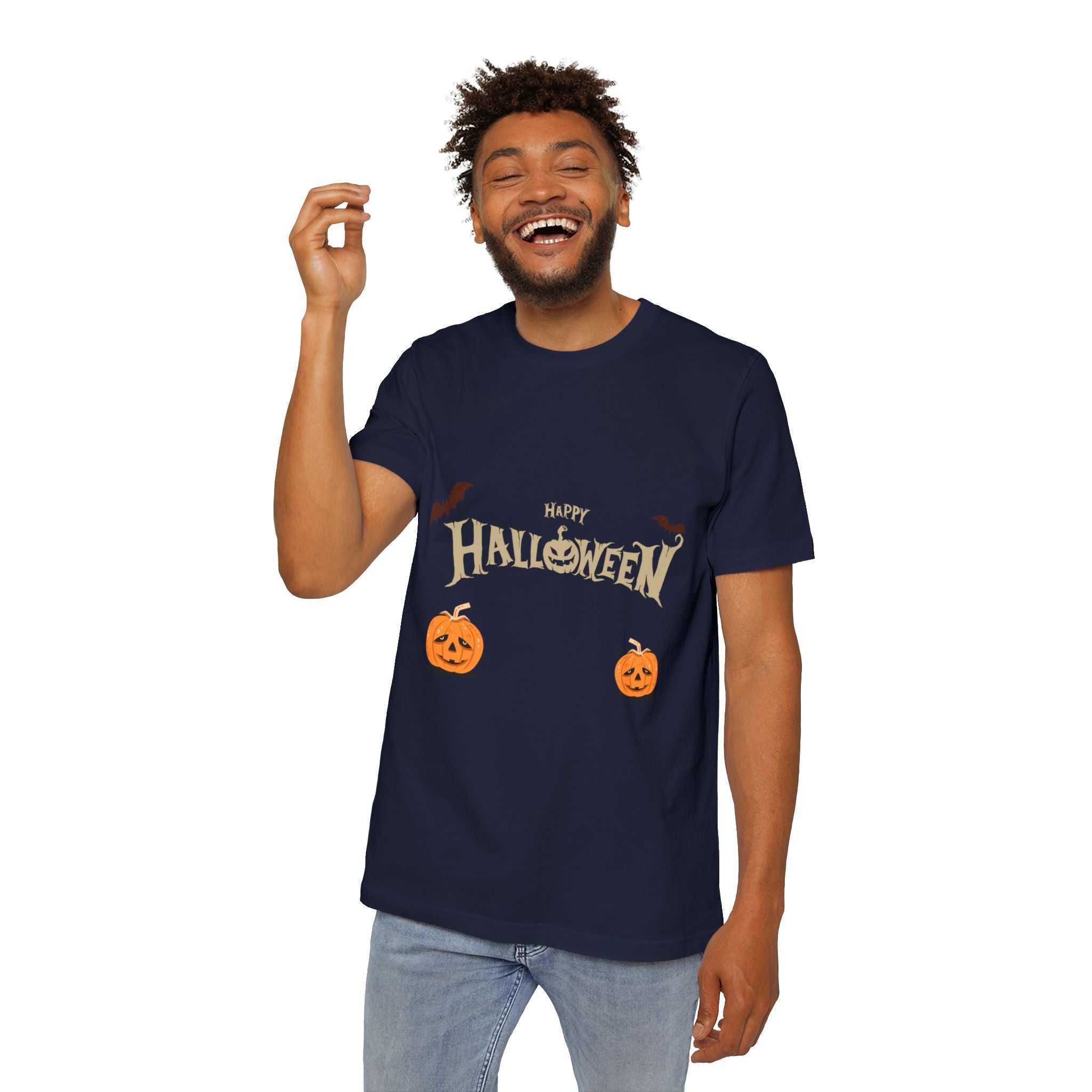 Halloween with Pumpkins | USA-Made Unisex Short-Sleeve Jersey T-Shirt