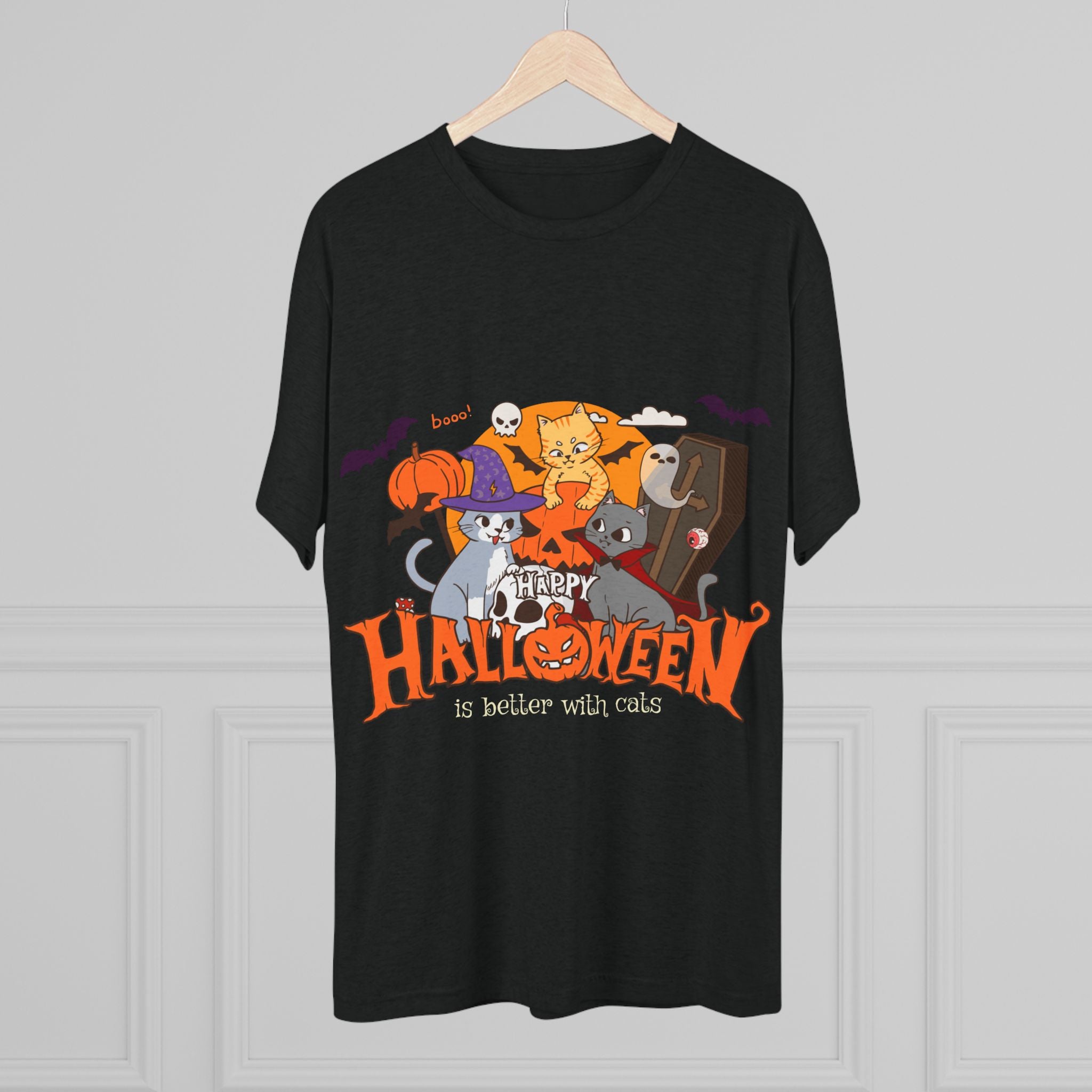 Halloween is Better with Cats | Unisex Tri-Blend Crew Tee