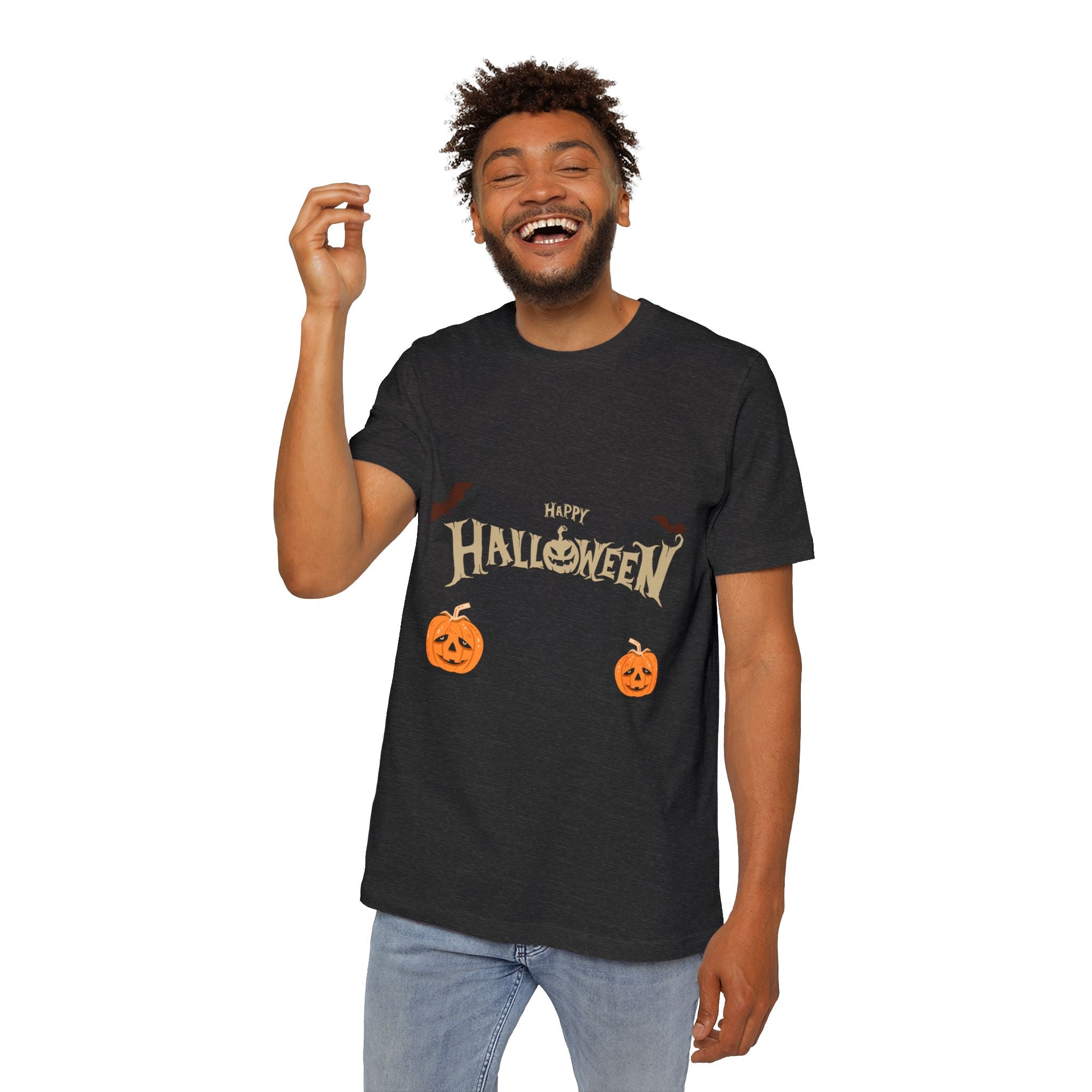 Halloween with Pumpkins | USA-Made Unisex Short-Sleeve Jersey T-Shirt