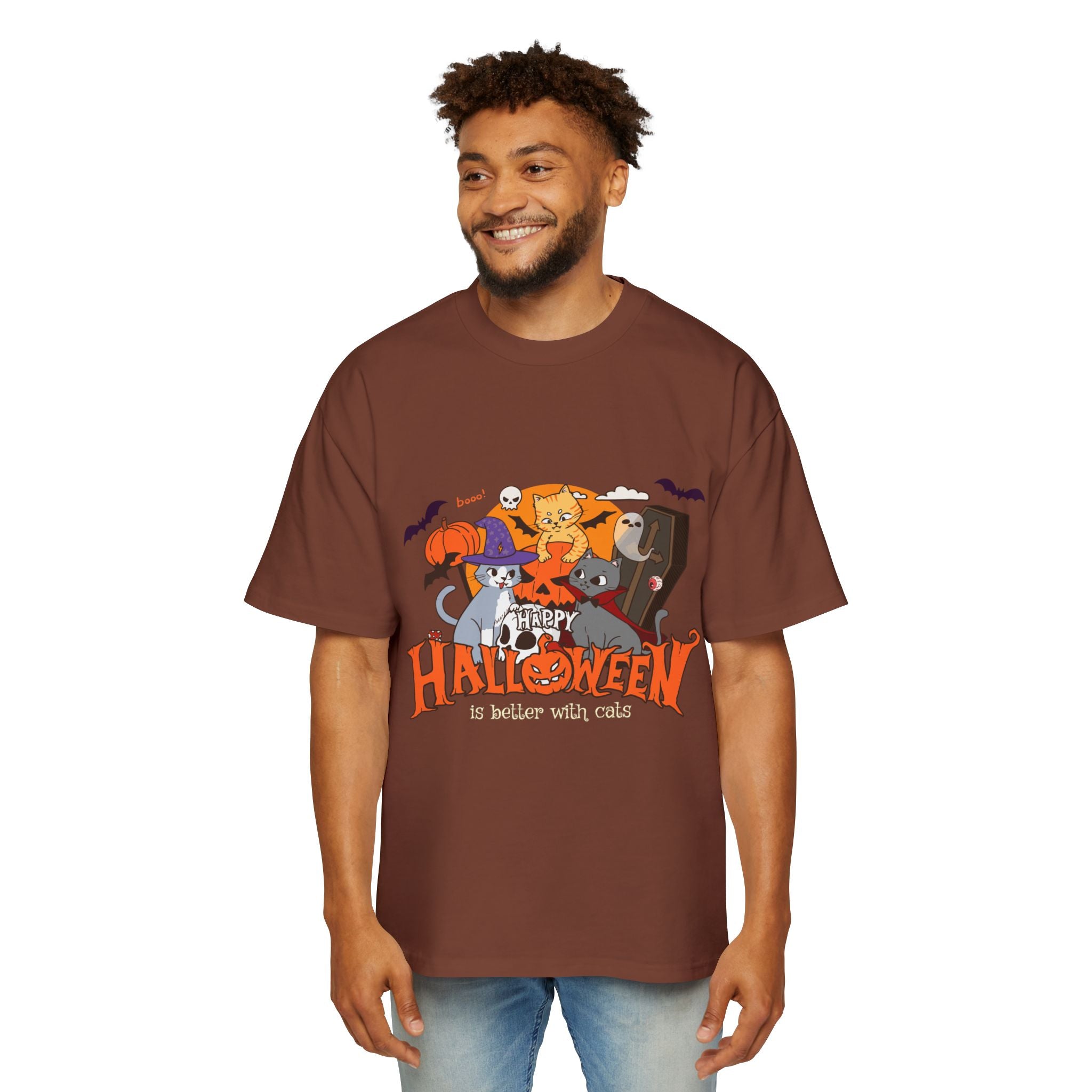 Halloween is Better with Cats | Men's Heavy Oversized Tee