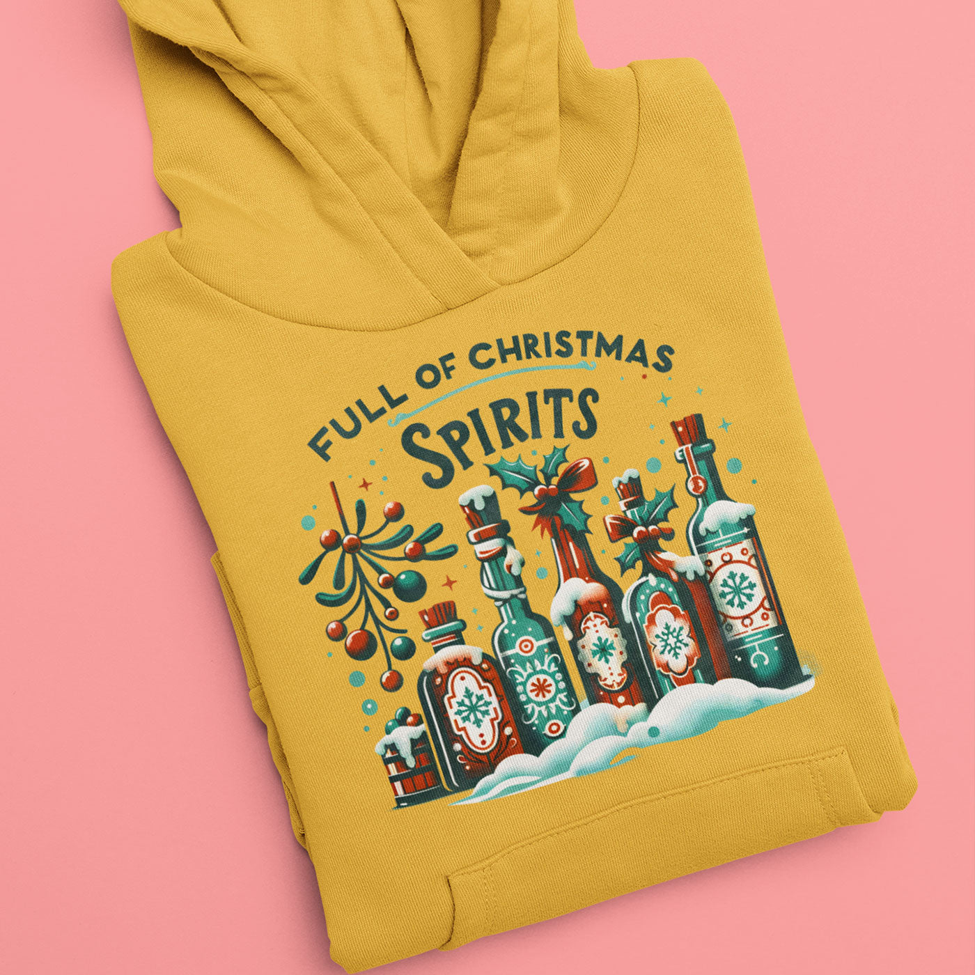 Full of Christmas Spirits | Festive Holiday Bottles | Unisex Hoodie