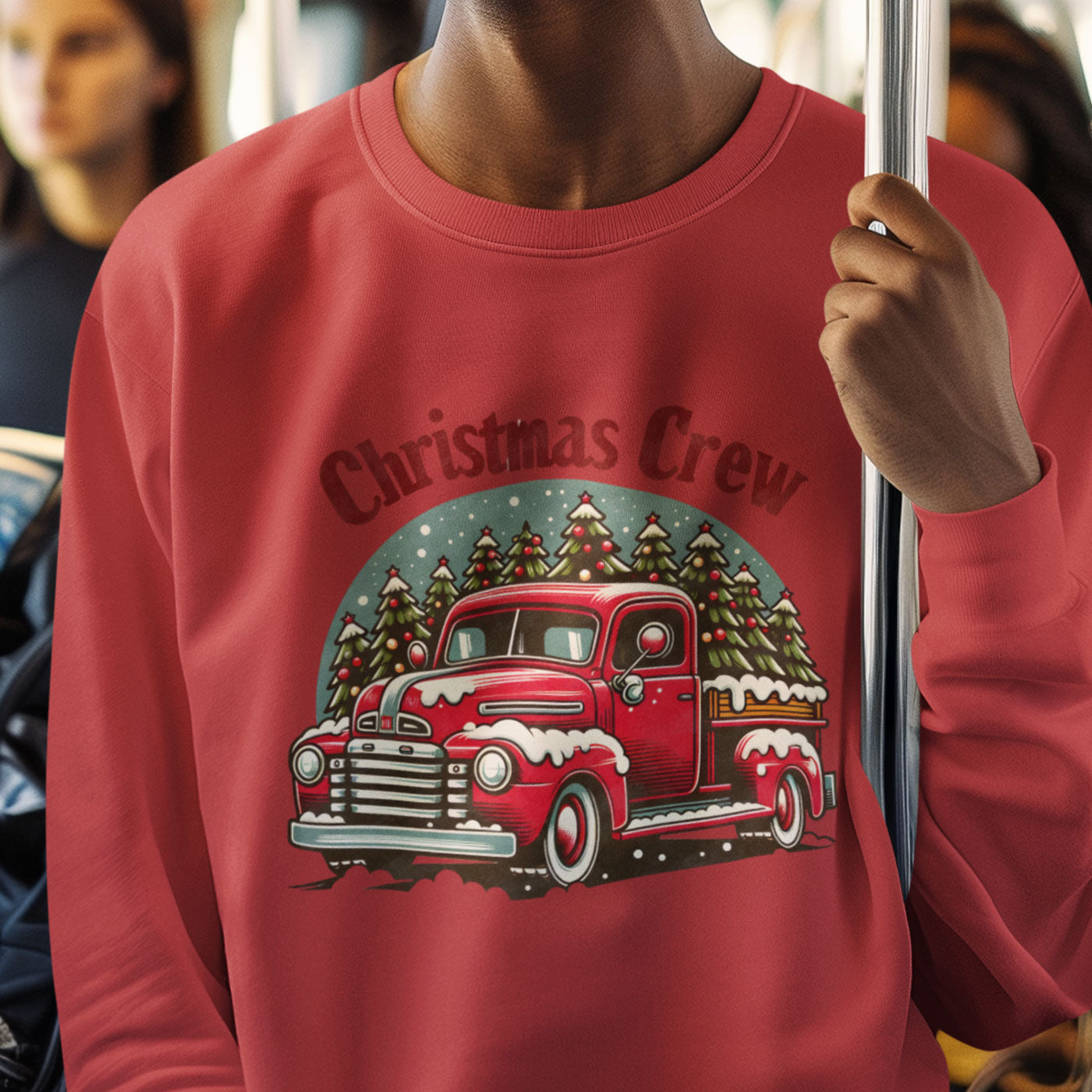 Christmas Crew | Classic Red Truck with Christmas Trees |  Unisex Long Sleeve