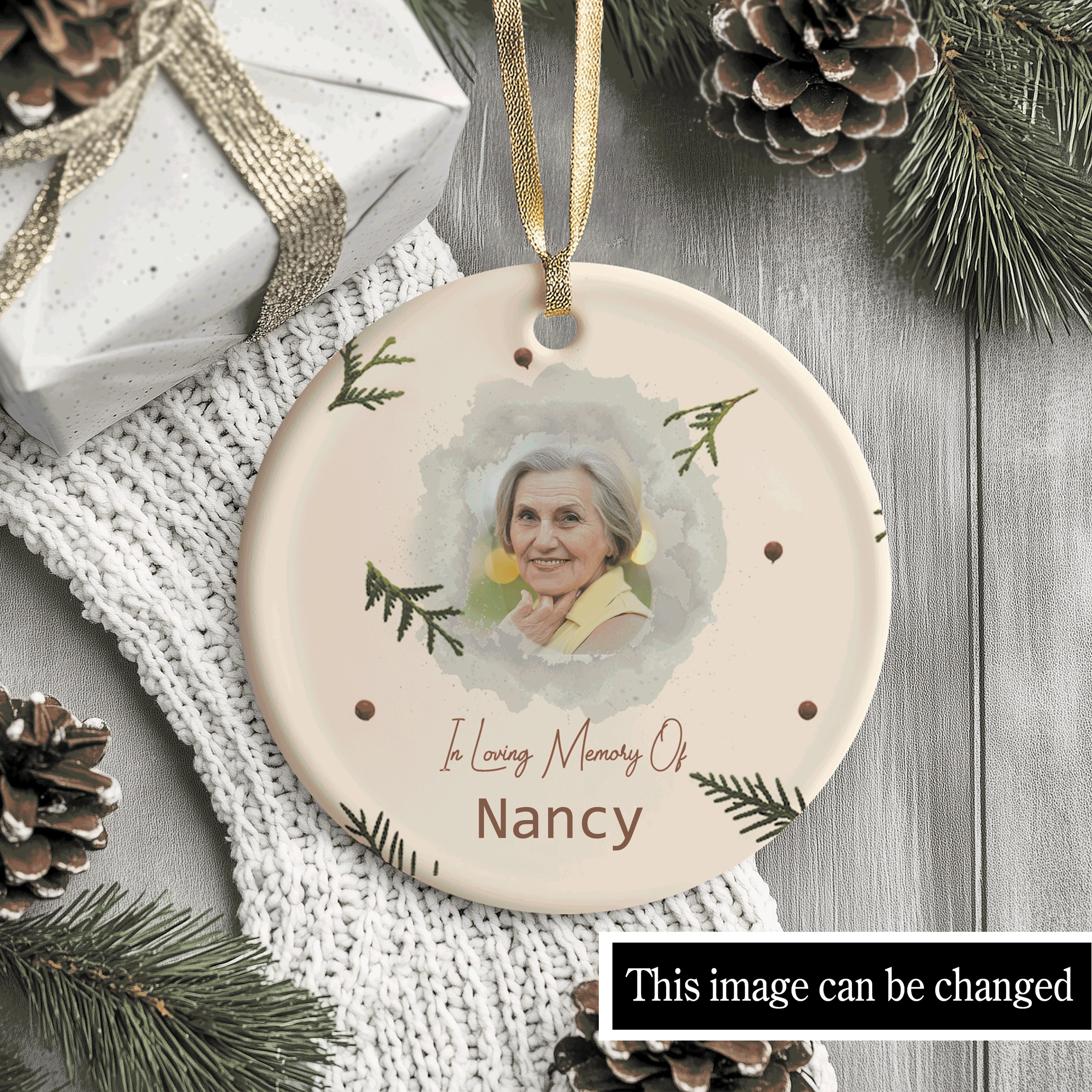 Christmas Memorial Frame | "In Loving Memory Of" | Ceramic Ornament
