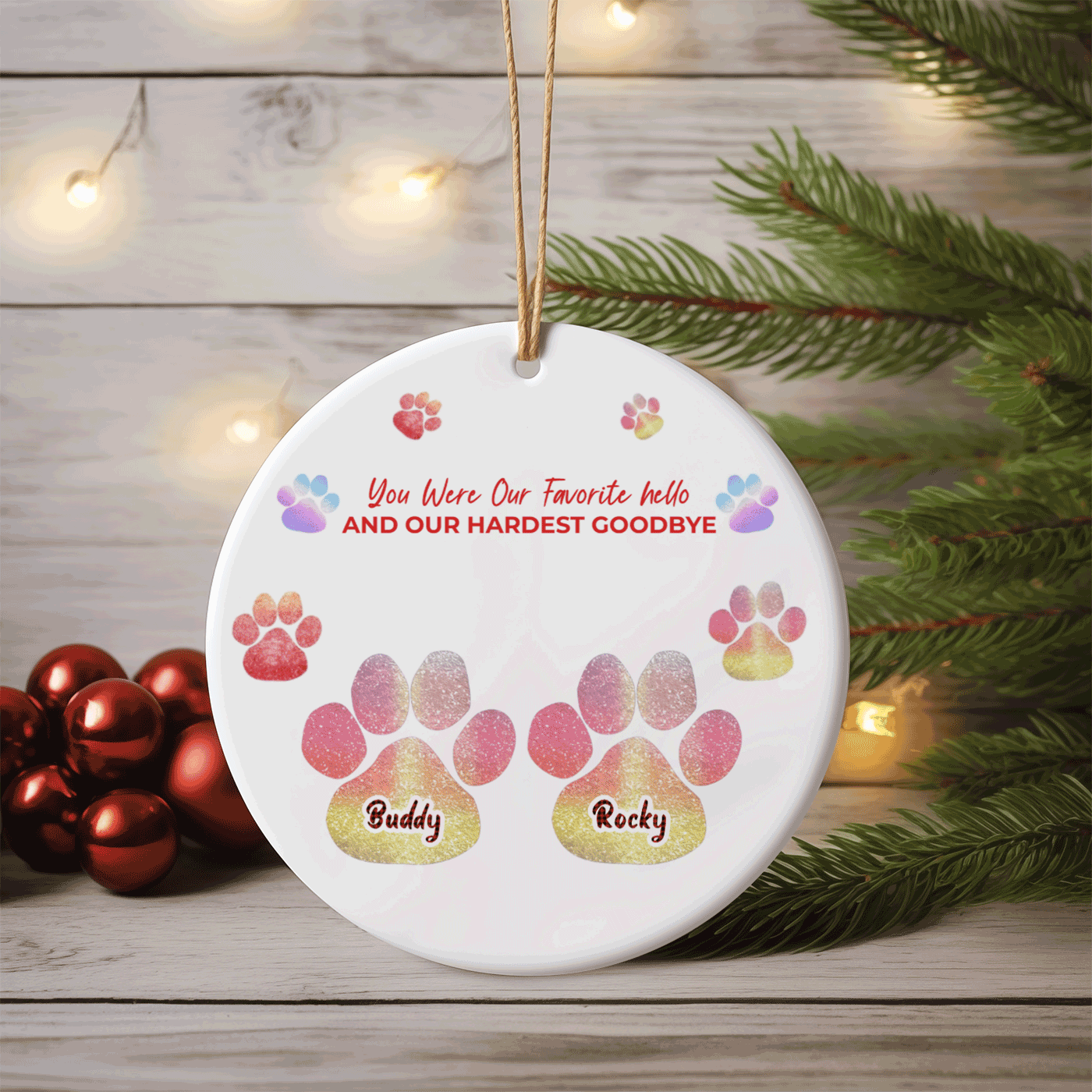 Personalized Ceramic Christmas Ornament - Family Portrait & Custom Names