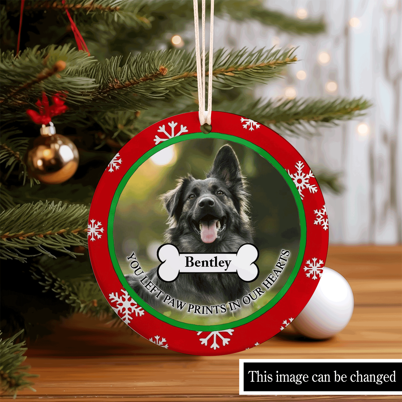 Pet Memorial Christmas | "You Left Paw Prints in Our Hearts" | Ceramic Ornament