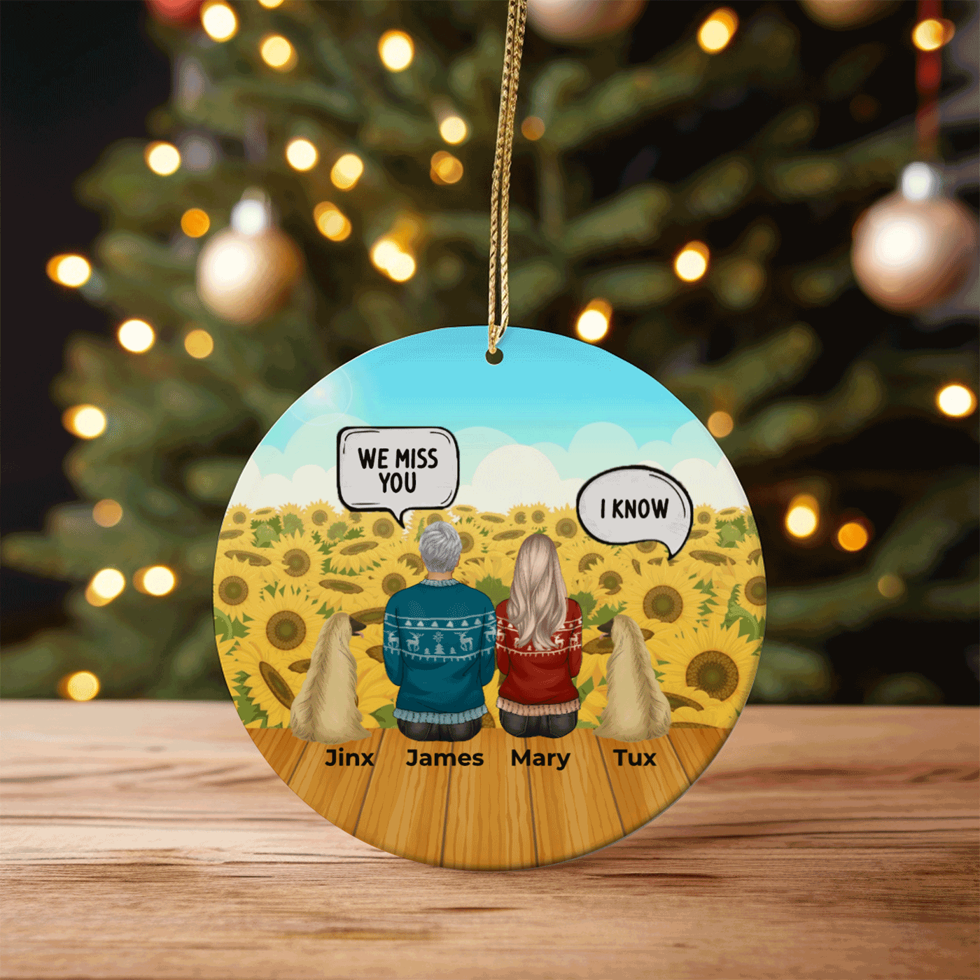 Customizable Family and Pet Sunset Memorial Ornament | Christmas | Ceramic Ornament