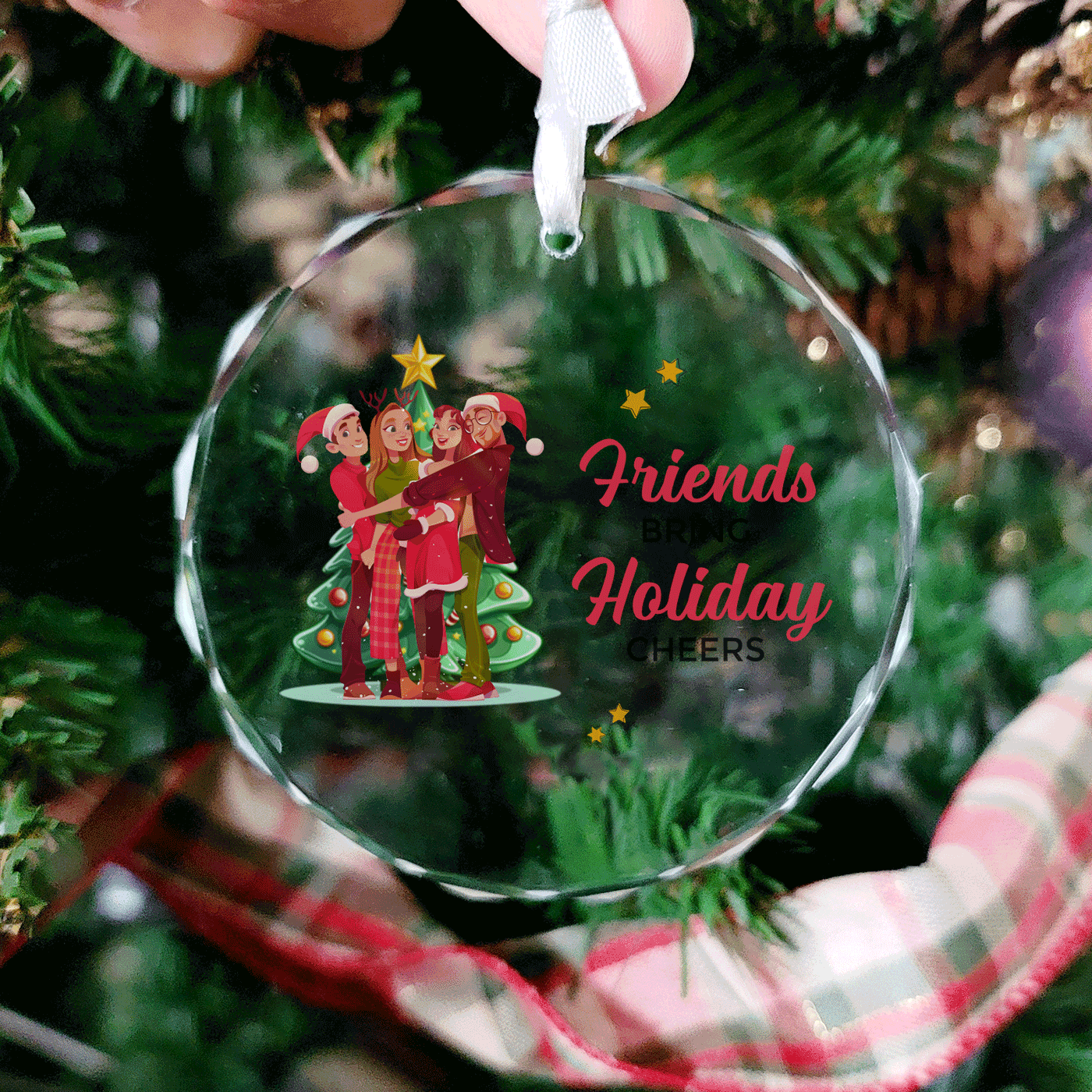 Christmas Family Hug | Holiday Warmth and Togetherness | Glass Ornament