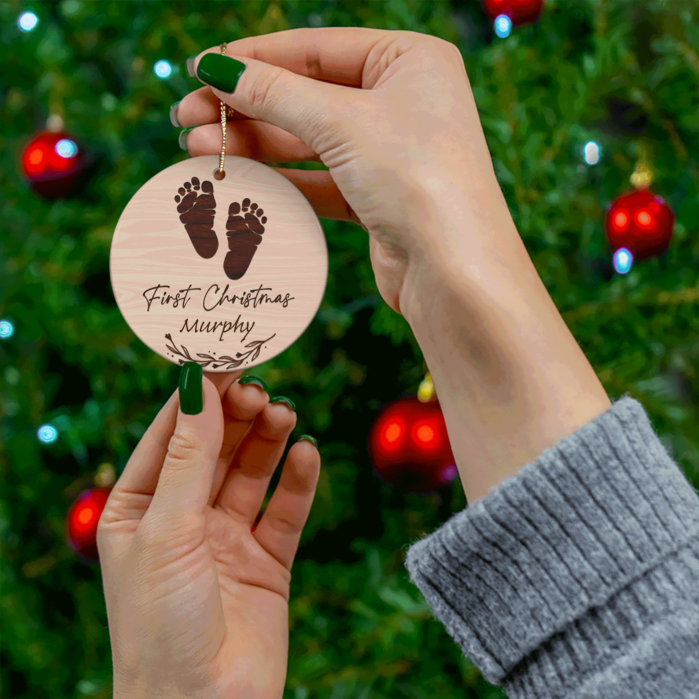 Baby's First Christmas | Minimalist Footprint | Ceramic Ornament