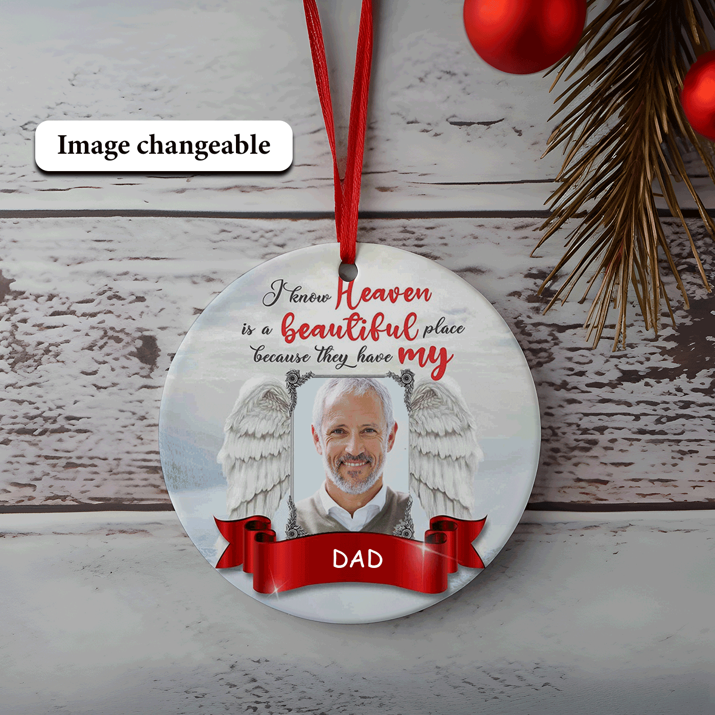 Angel Wings Memorial | "Heaven is a Beautiful Place | Christmas | Ceramic Ornament