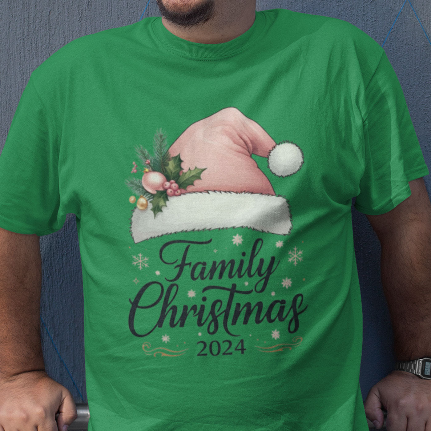 Family Christmas 2024 | Elegant Pink Santa Hat | Unisex Long Sleeve