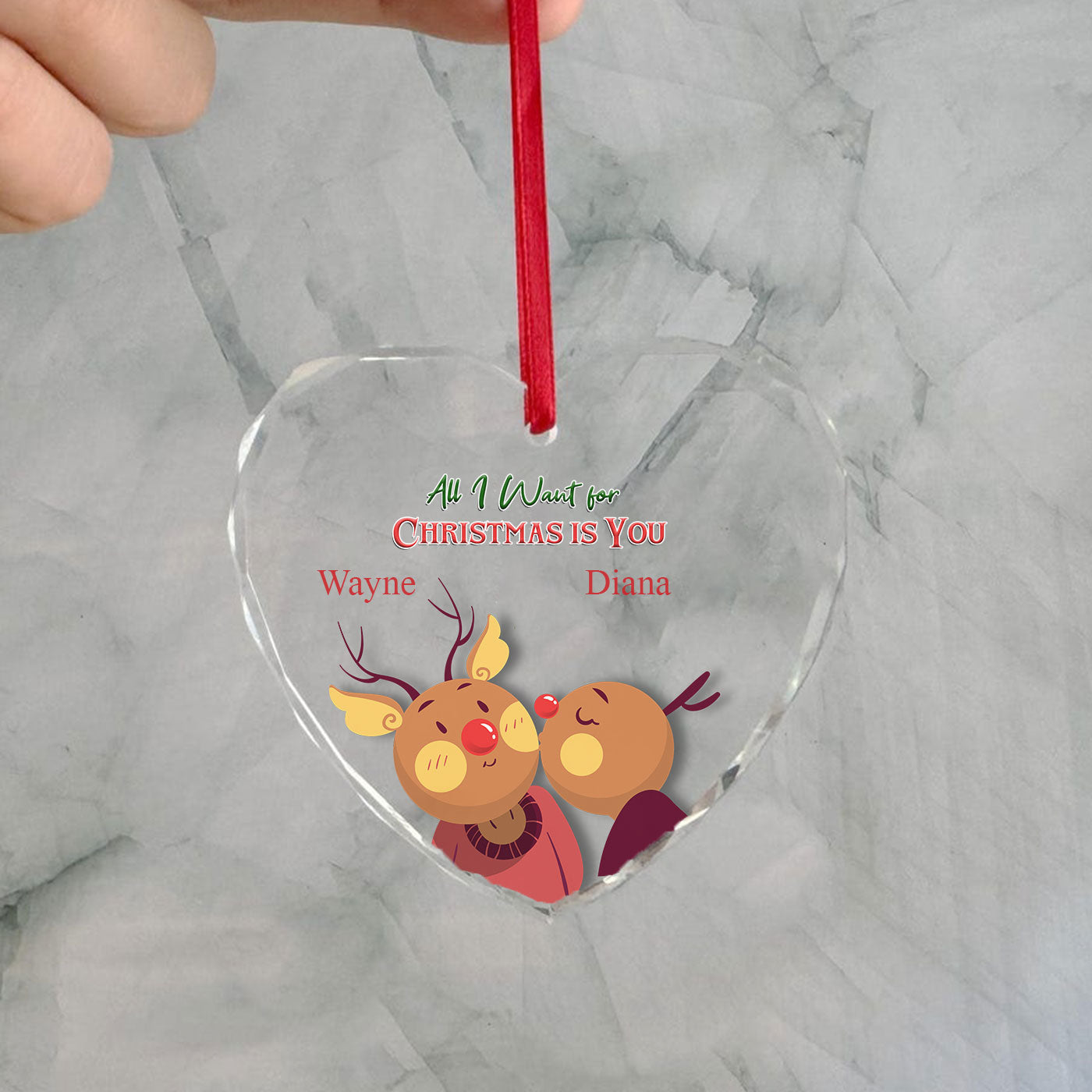 All I Want for Christmas is You | Reindeer Couple | Glass Ornament