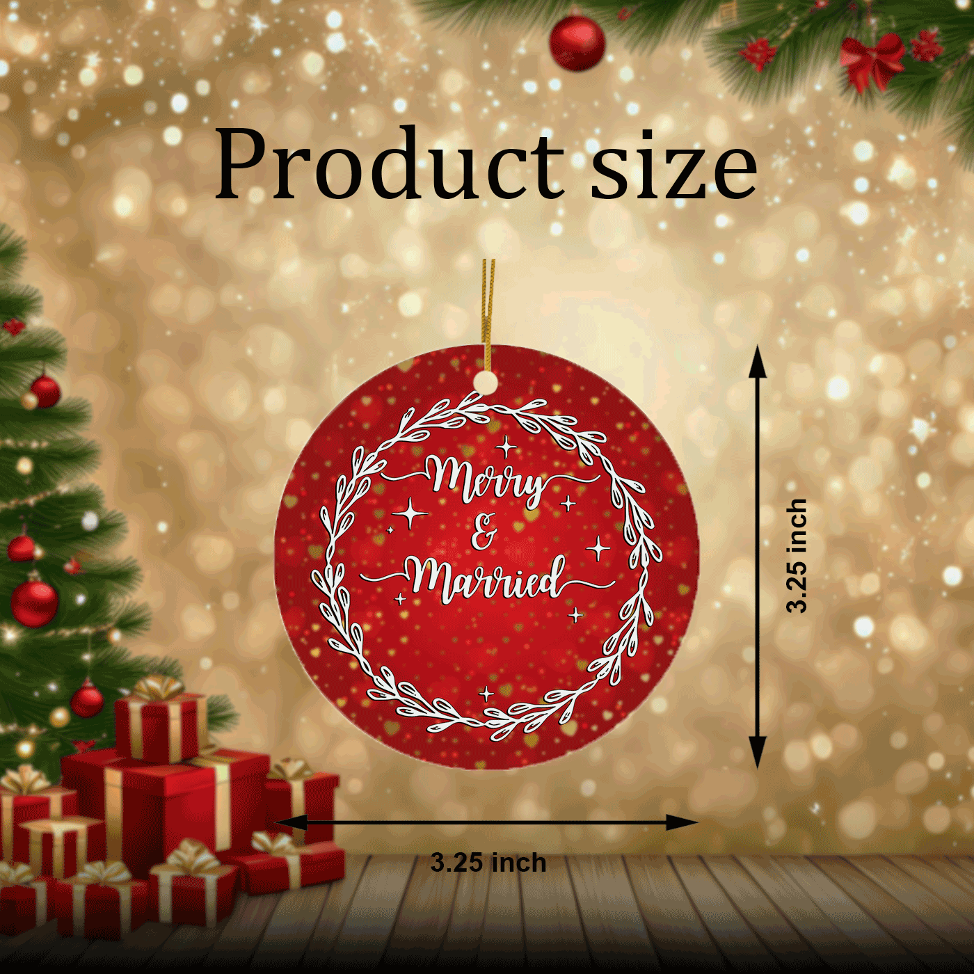 Merry & Married Christmas | Celebrate Your First Married Christmas with Love | Ceramic Ornament