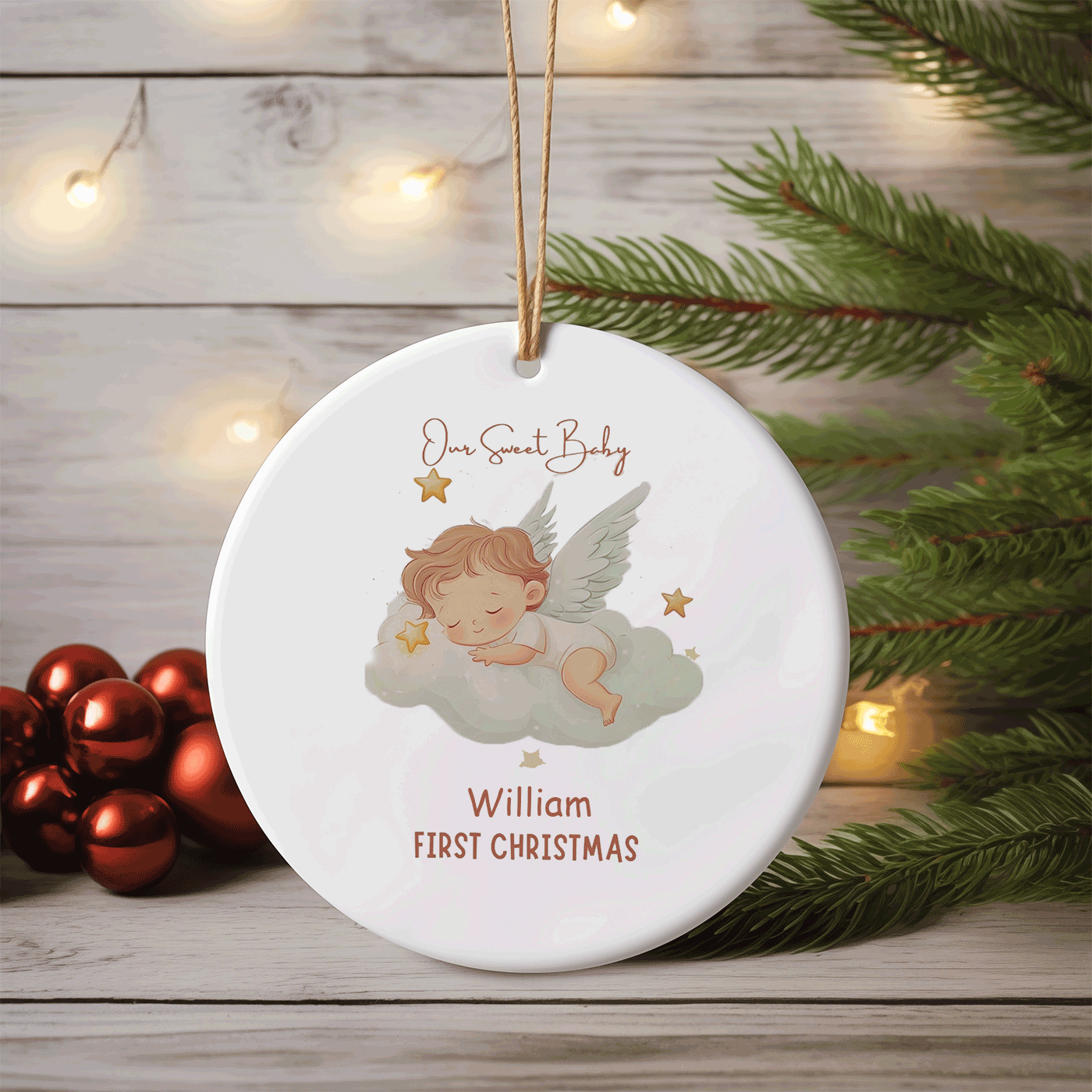 Sweet Baby Angel | First Christmas | Ceramic Ornament