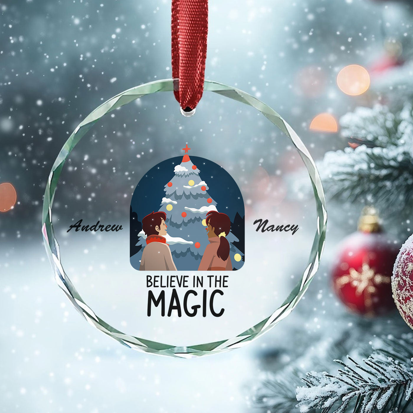 Christmas Tree Gazing | Celebrate Magical Winter | Glass Ornament