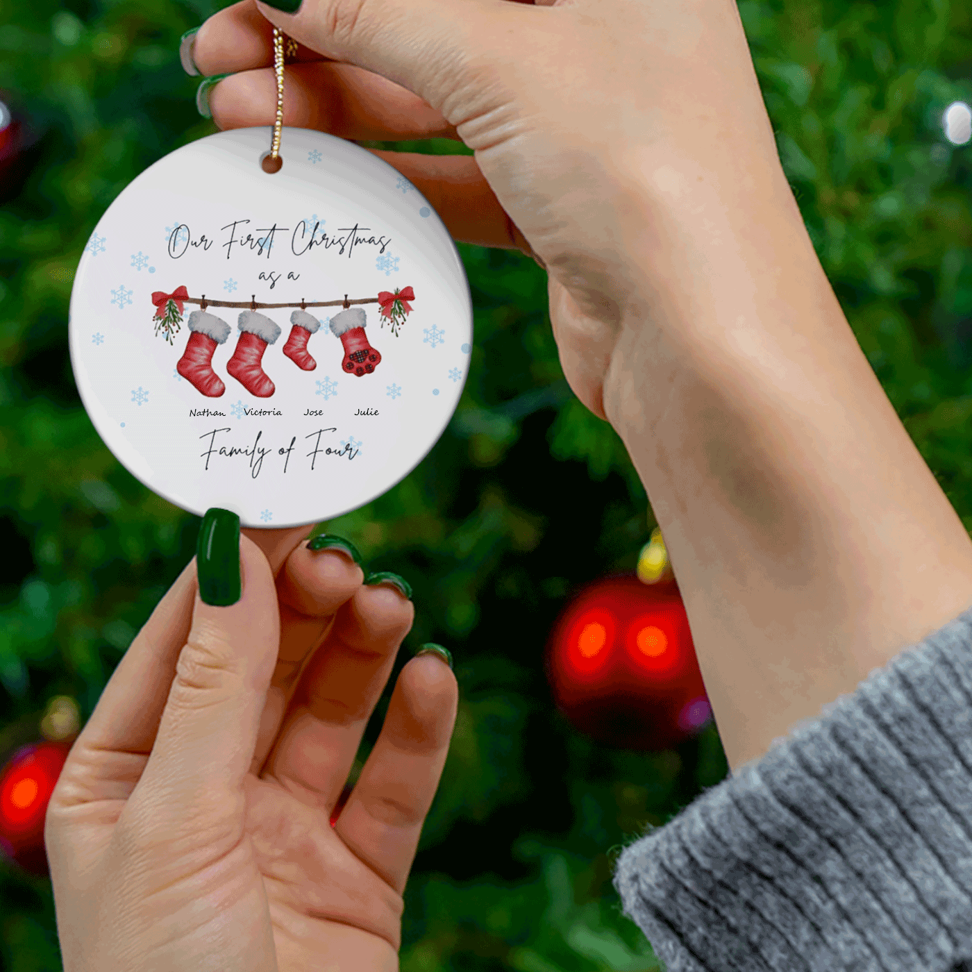 Our First Christmas as a Family of Four | Celebrate Family Milestones | Ceramic Ornament