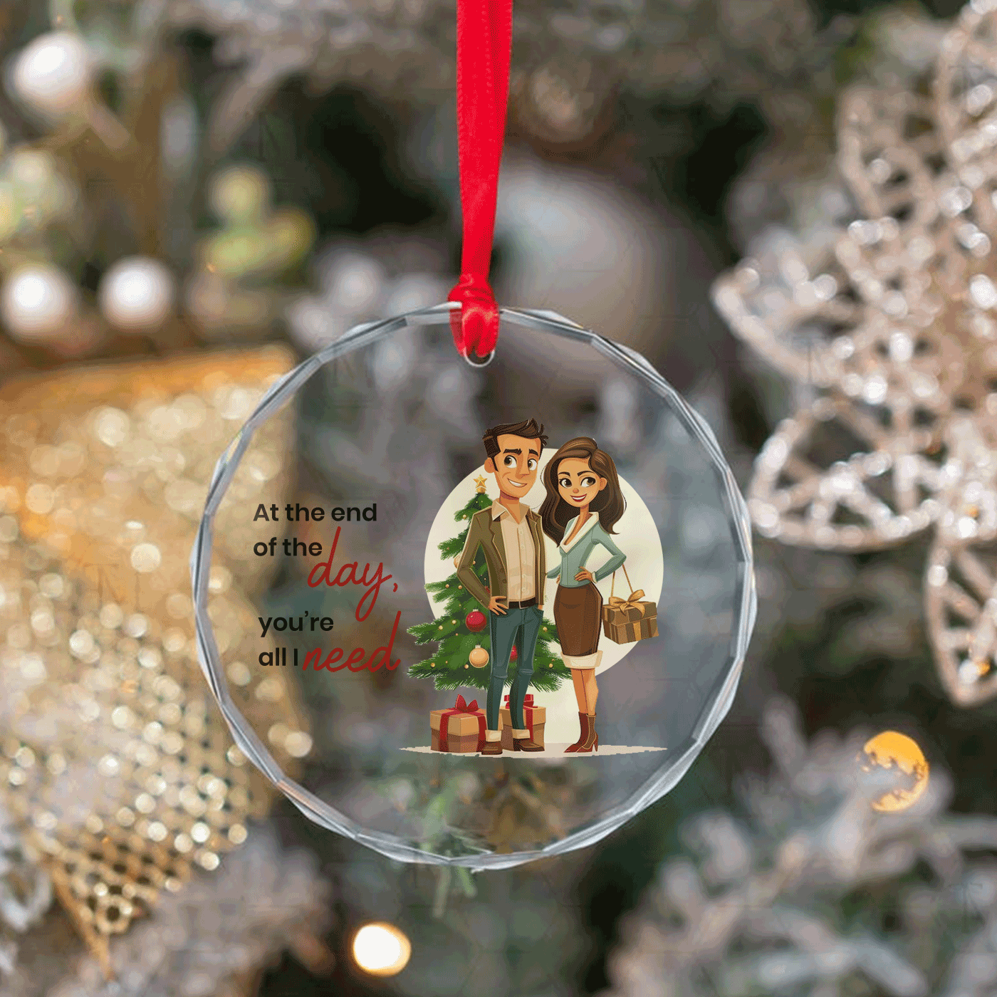 Christmas Couple | Celebrate the Joy of the Holidays | Glass Ornament