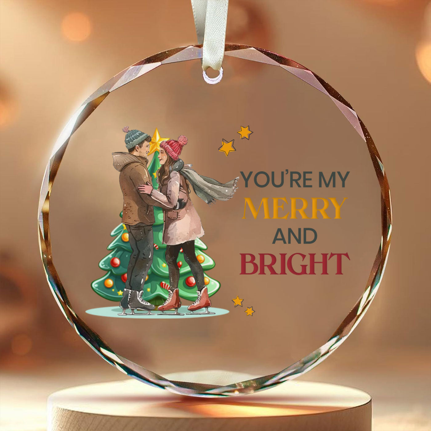 Christmas Ice Skating Couple | Celebrate Winter Romance | Glass Ornament