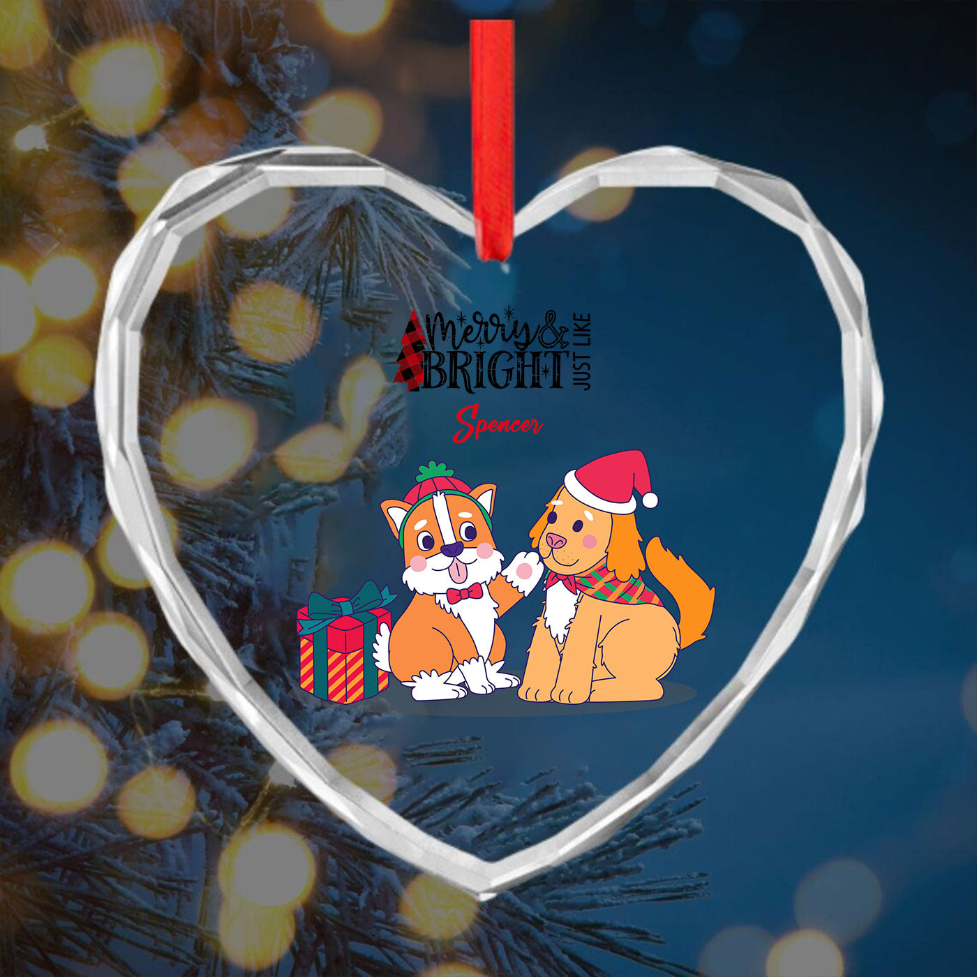 Puppy Pals Under the Mistletoe | Christmas Dog | Glass Ornament