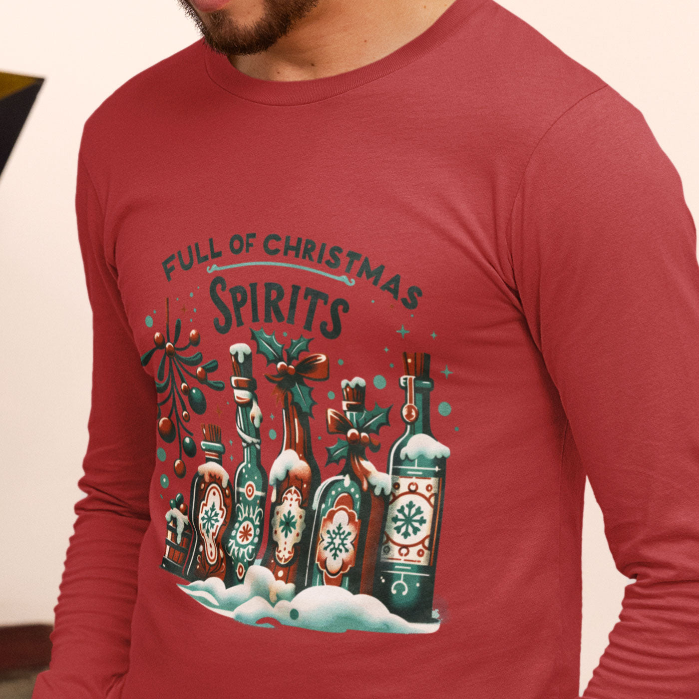 Full of Christmas Spirits | Festive Holiday Bottles | Unisex Long Sleeve