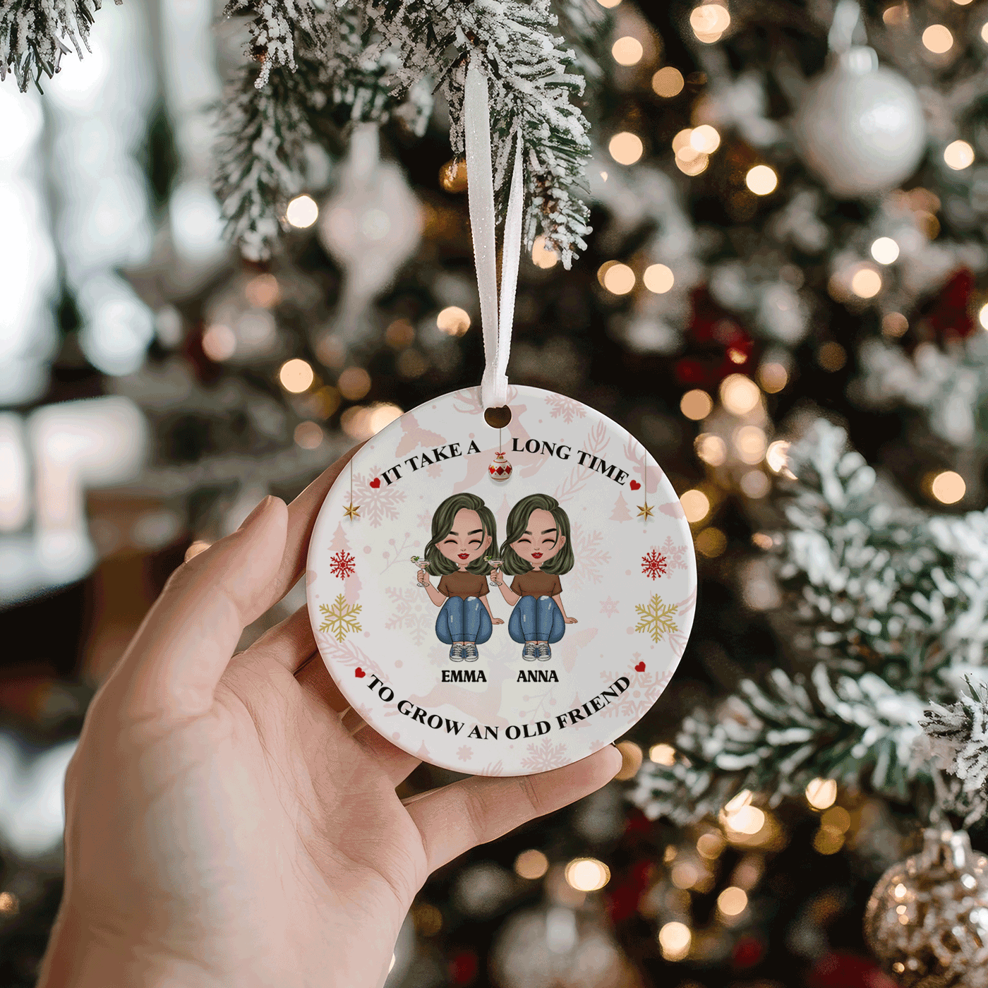 Christmas Custom Friendship Ornament with Personalized Names | Ceramic Ornament