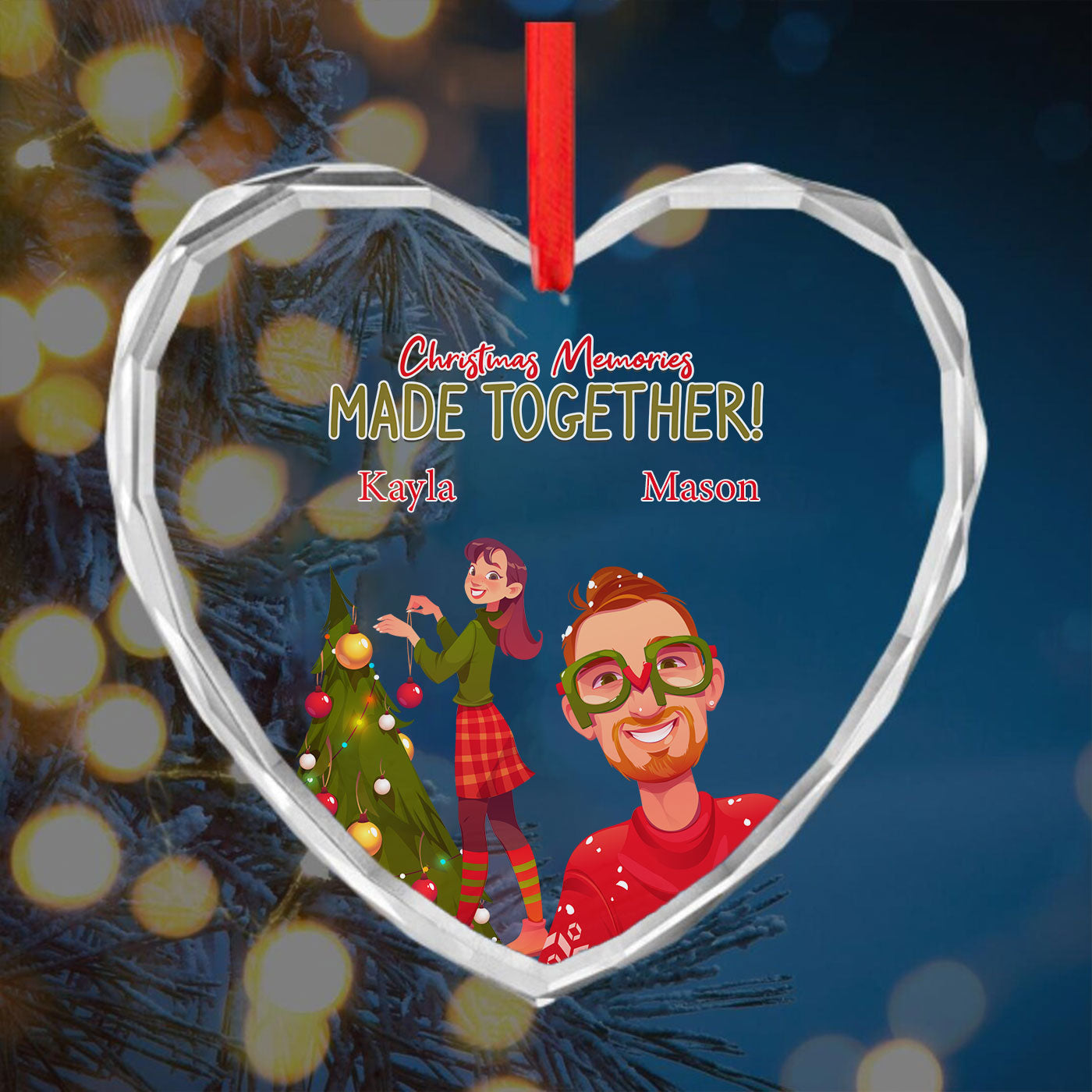 Christmas Memories Made Together | Festive Couple | Glass Ornament