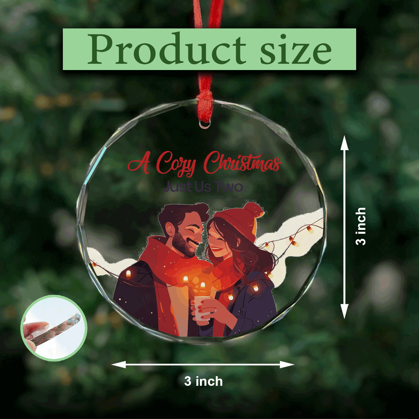 Cozy Christmas Couple | Warm Up Your Holidays with Love | Glass Ornament