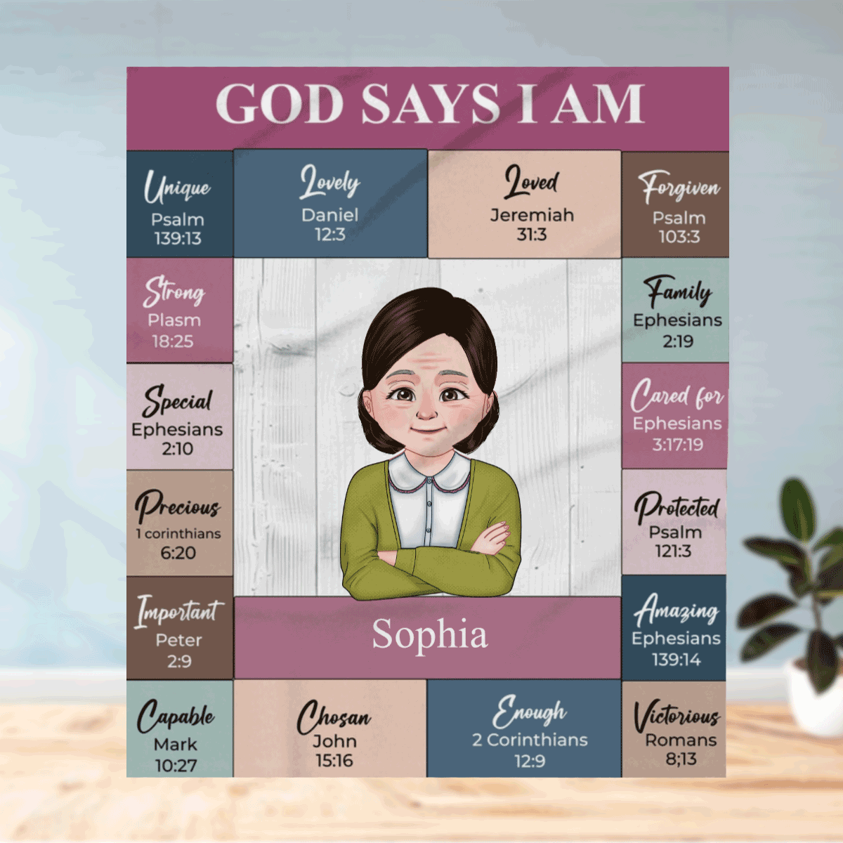 Personalized Christian Blanket with Bible Verses and Custom Portrait | Arctic Fleece Blanket