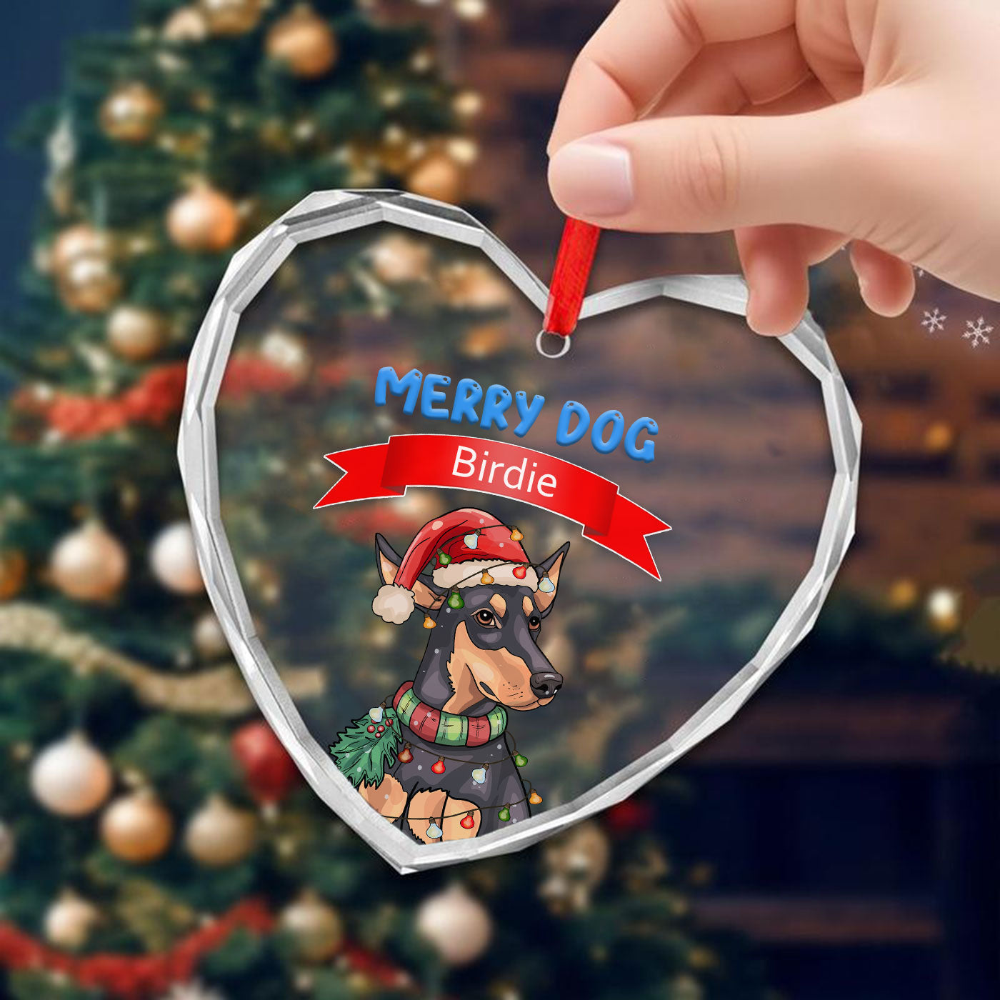 Merry Dog Christmas | Festive Holiday Pup | Glass Ornament