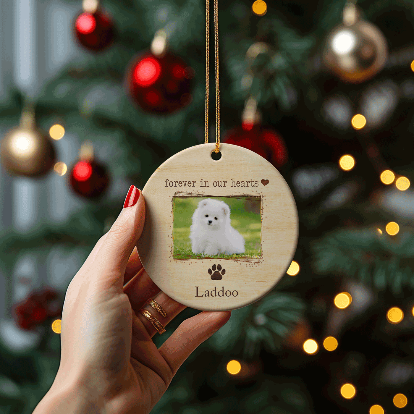 Forever in Our Hearts' | Tribute Keepsake for Beloved Pets | Christmas | Ceramic Ornament