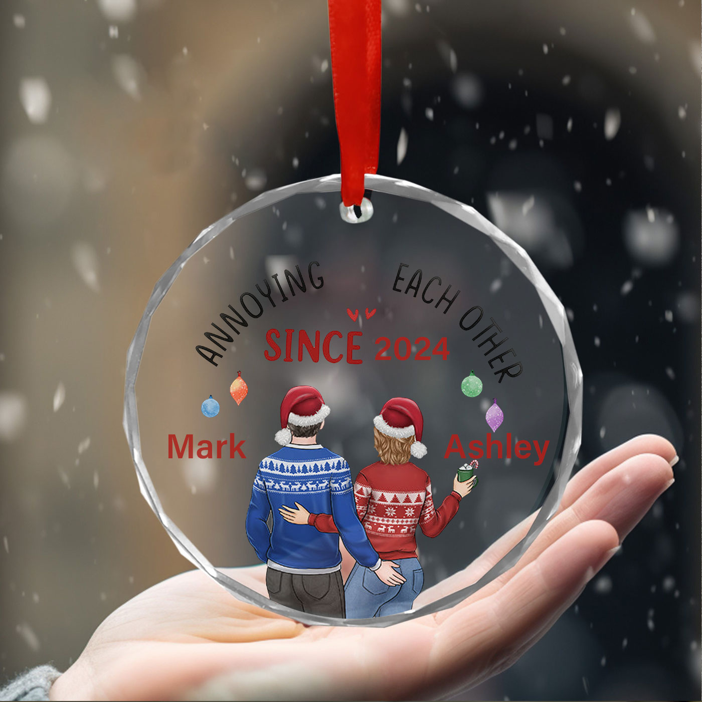 Annoying Each Other Since... Christmas | Celebrate Fun and Love | Glass Ornament