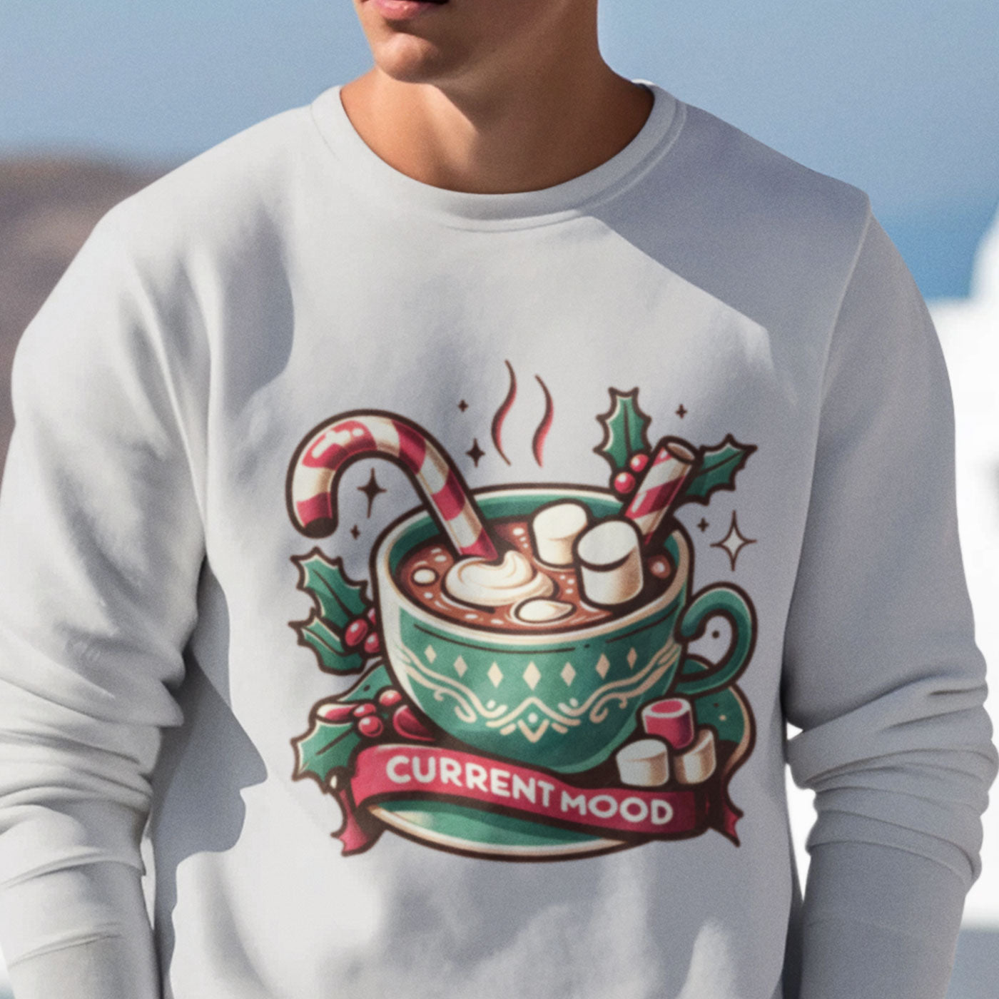 Current Mood - Festive Hot Cocoa Christmas | Unisex Crewneck Sweatshirts