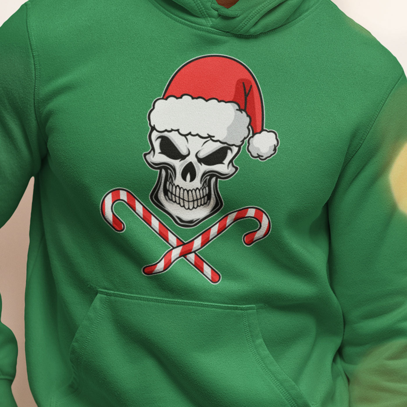Skull with Santa Hat and Candy Canes | Edgy Christmas | Unisex Hoodie