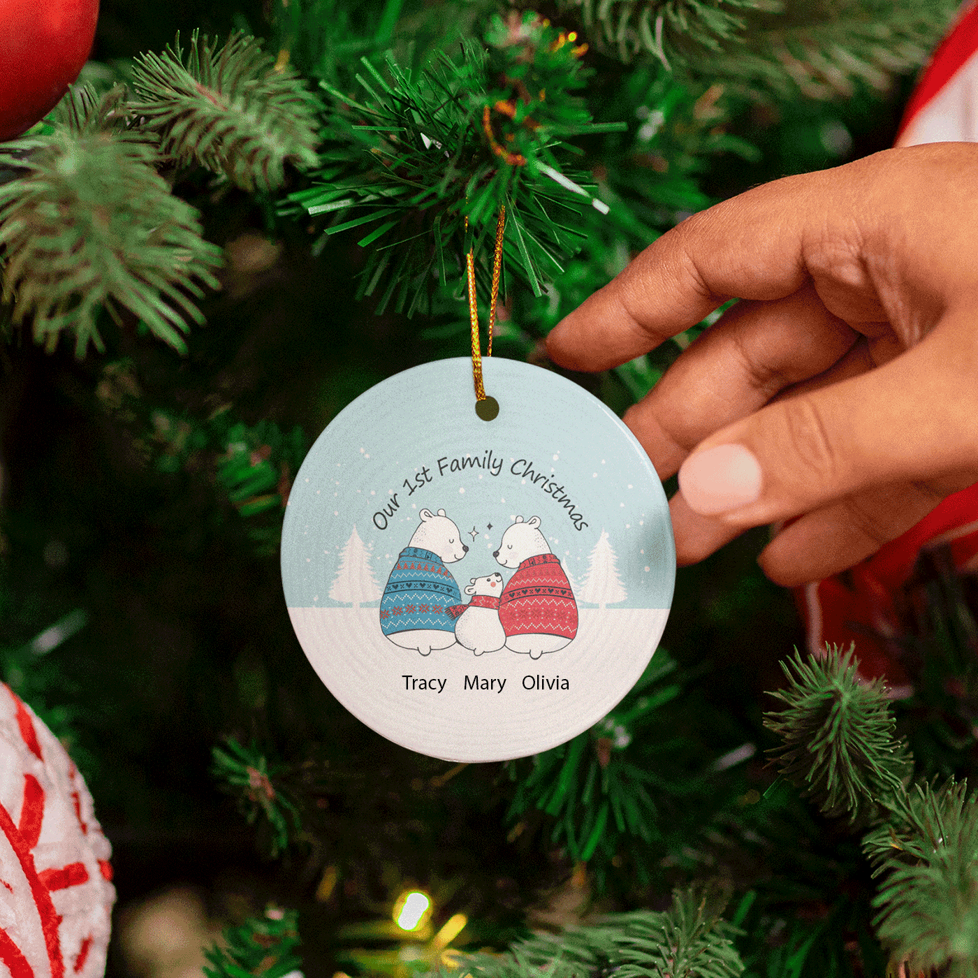 Our 1st Family Christmas | Cute Polar Bear Family | Ceramic Ornament