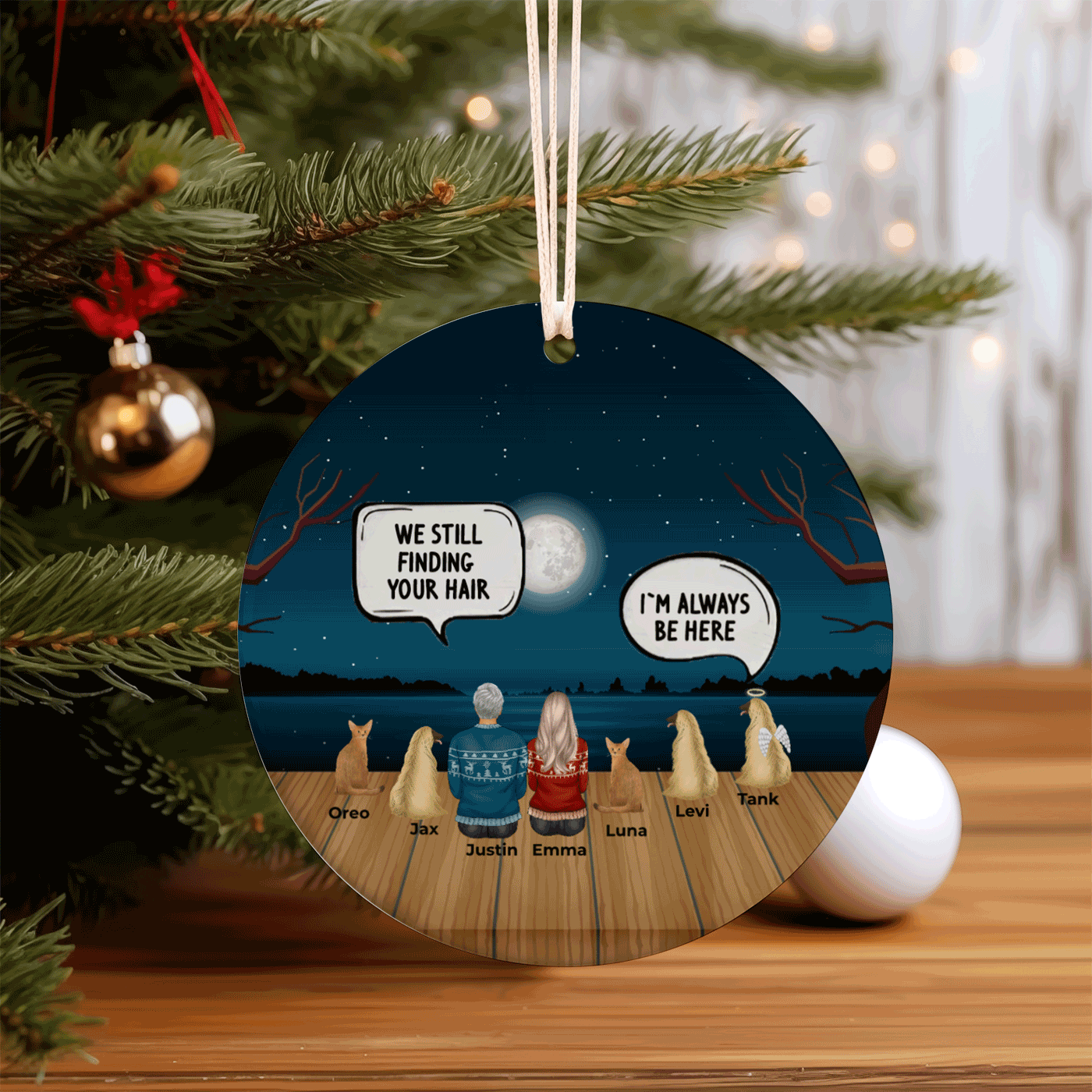 WANDER PRINT Personalized Christmas Circle Ceramic Ornament for Dog Lovers and Cat Lovers - Still Talk About You Couple Dog Loss Cat Loss Pet Memorial