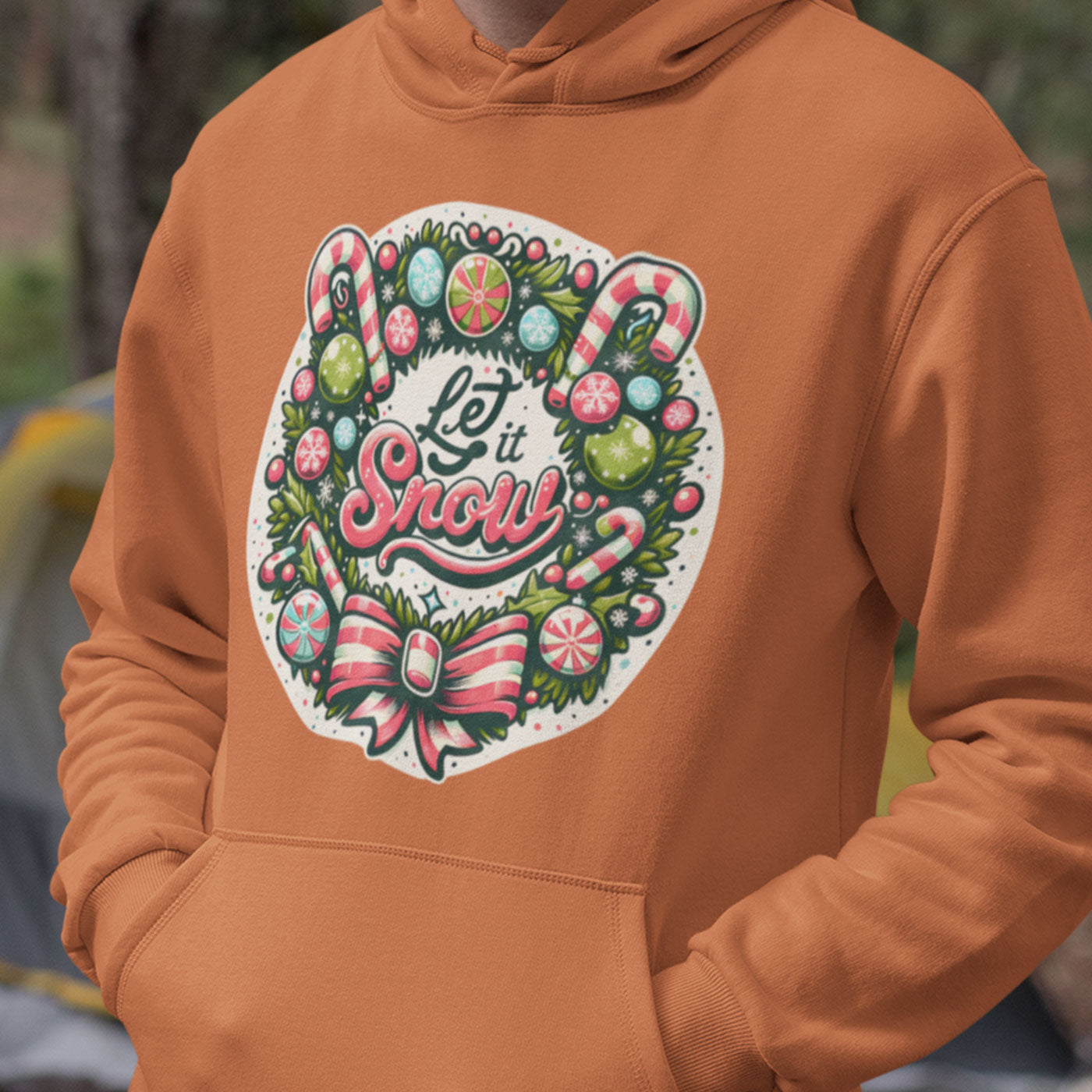 Let It Snow | Festive Christmas Wreath | Unisex Hoodie