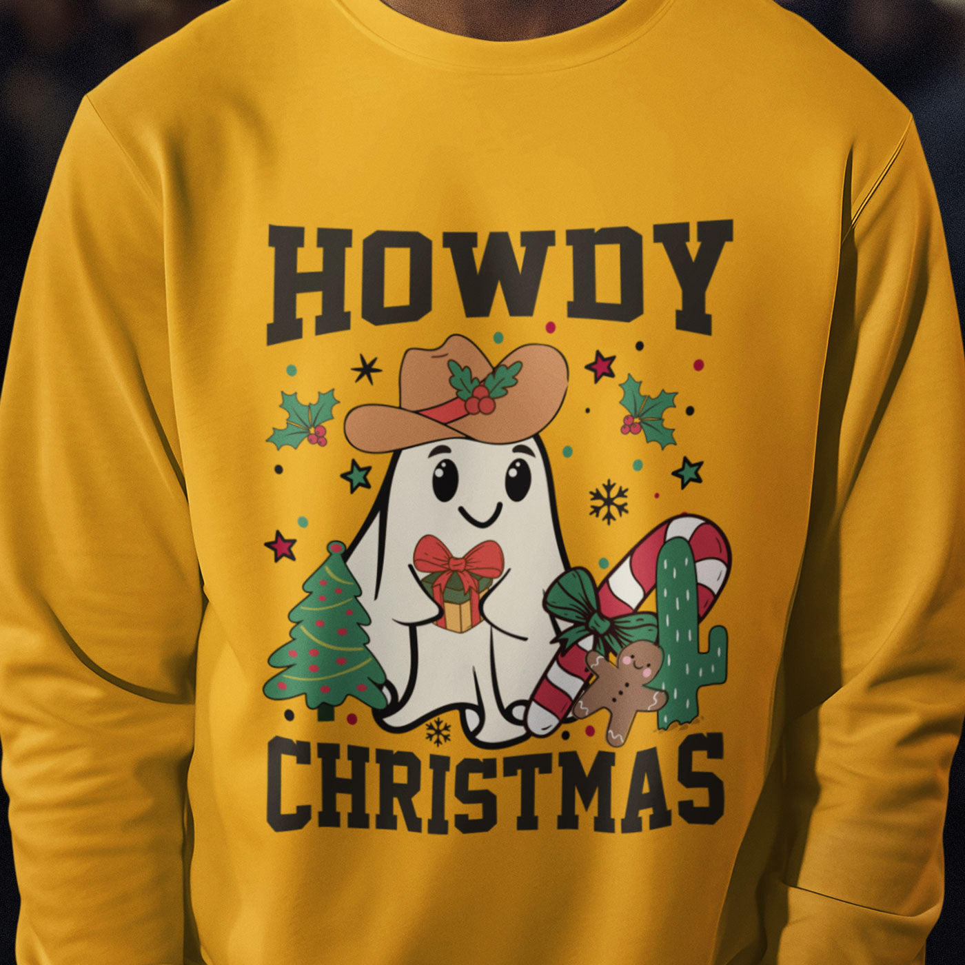 Howdy Christmas | Cute Cowboy Ghost Holiday | Unisex Long Sleeve