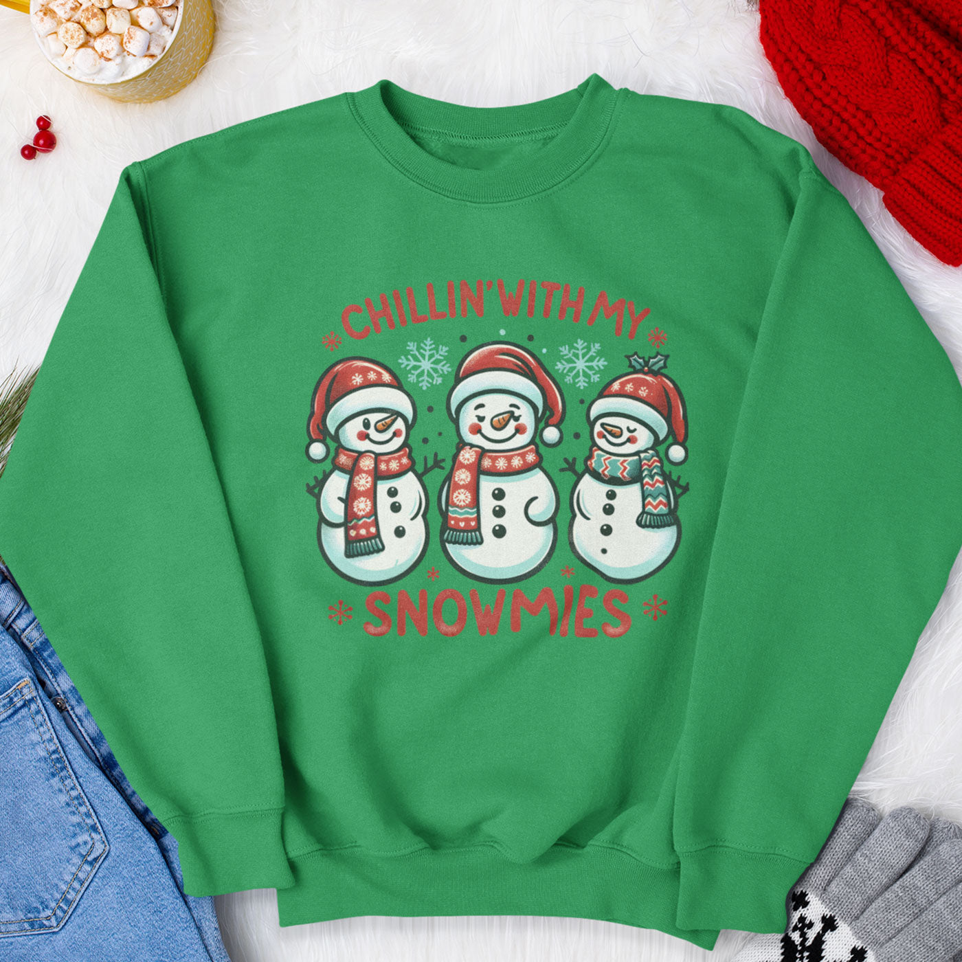Chillin With My Snowmies | Cute Snowman Christmas | Unisex Crewneck Sweatshirts