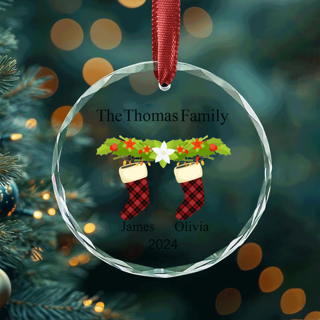 Personalized Family Christmas Socks Glass Ornament – Custom Sock Designs for Each Family Member