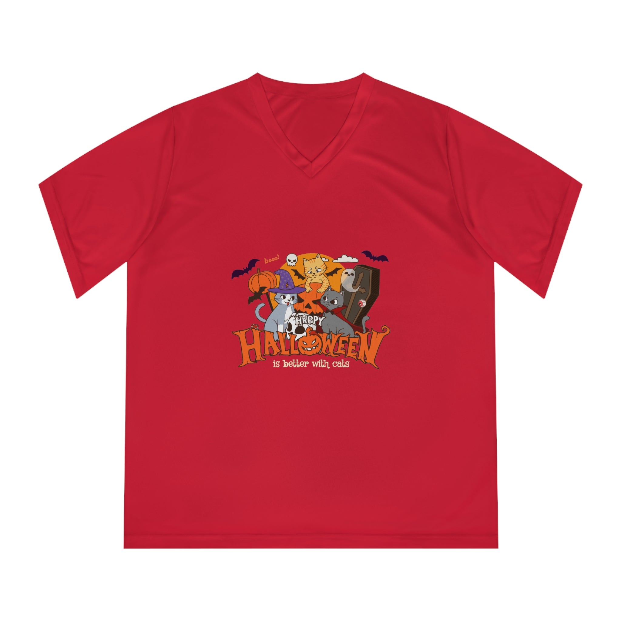Halloween is Better with Cats | Women's Performance V-Neck T-Shirt