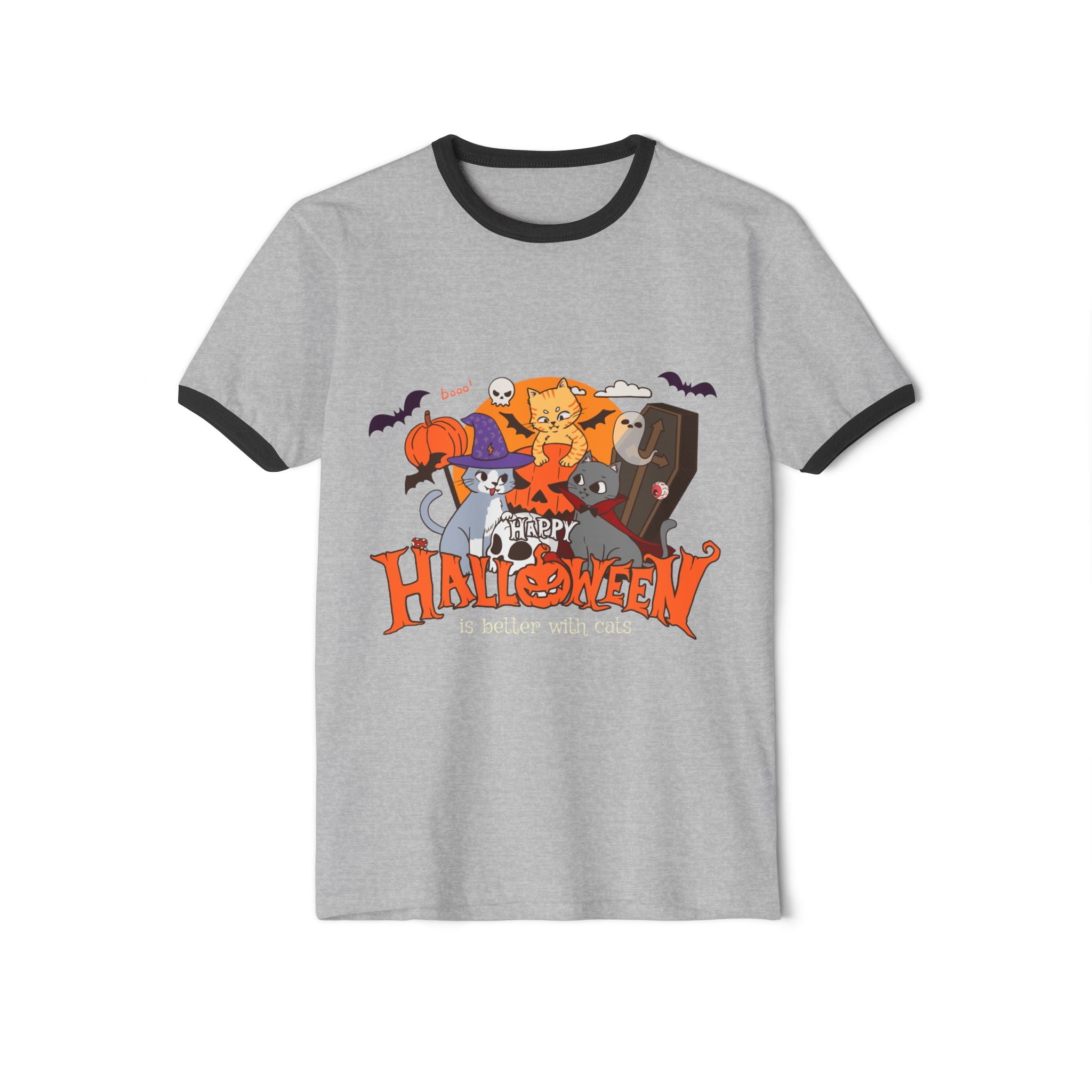 Halloween is Better with Cats | Unisex Cotton Ringer T-Shirt