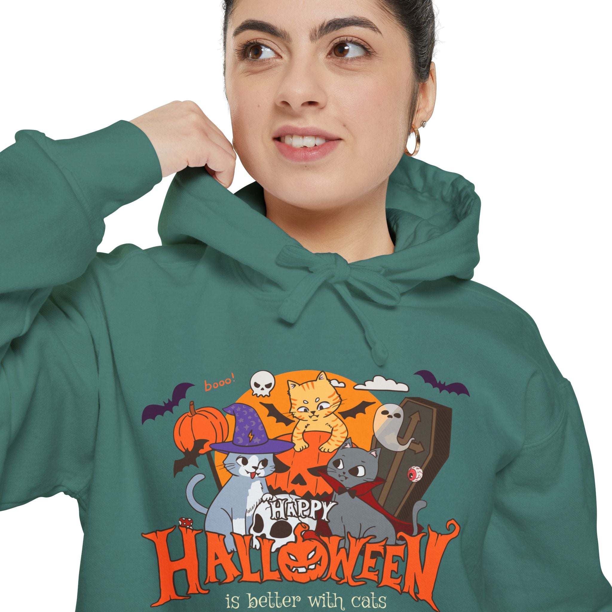 Halloween is Better with Cats | Unisex Garment-Dyed Hoodie