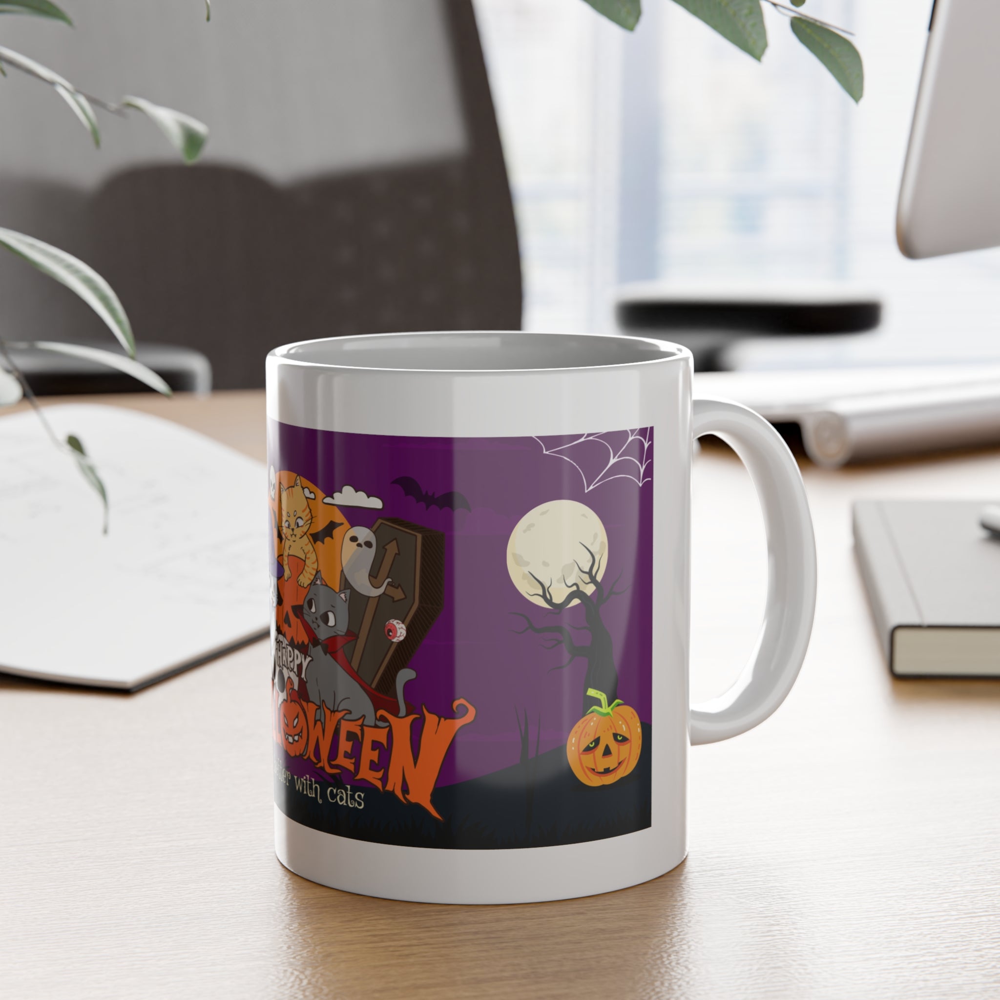 Happy Halloween is Better with Cats | White Ceramic Mug
