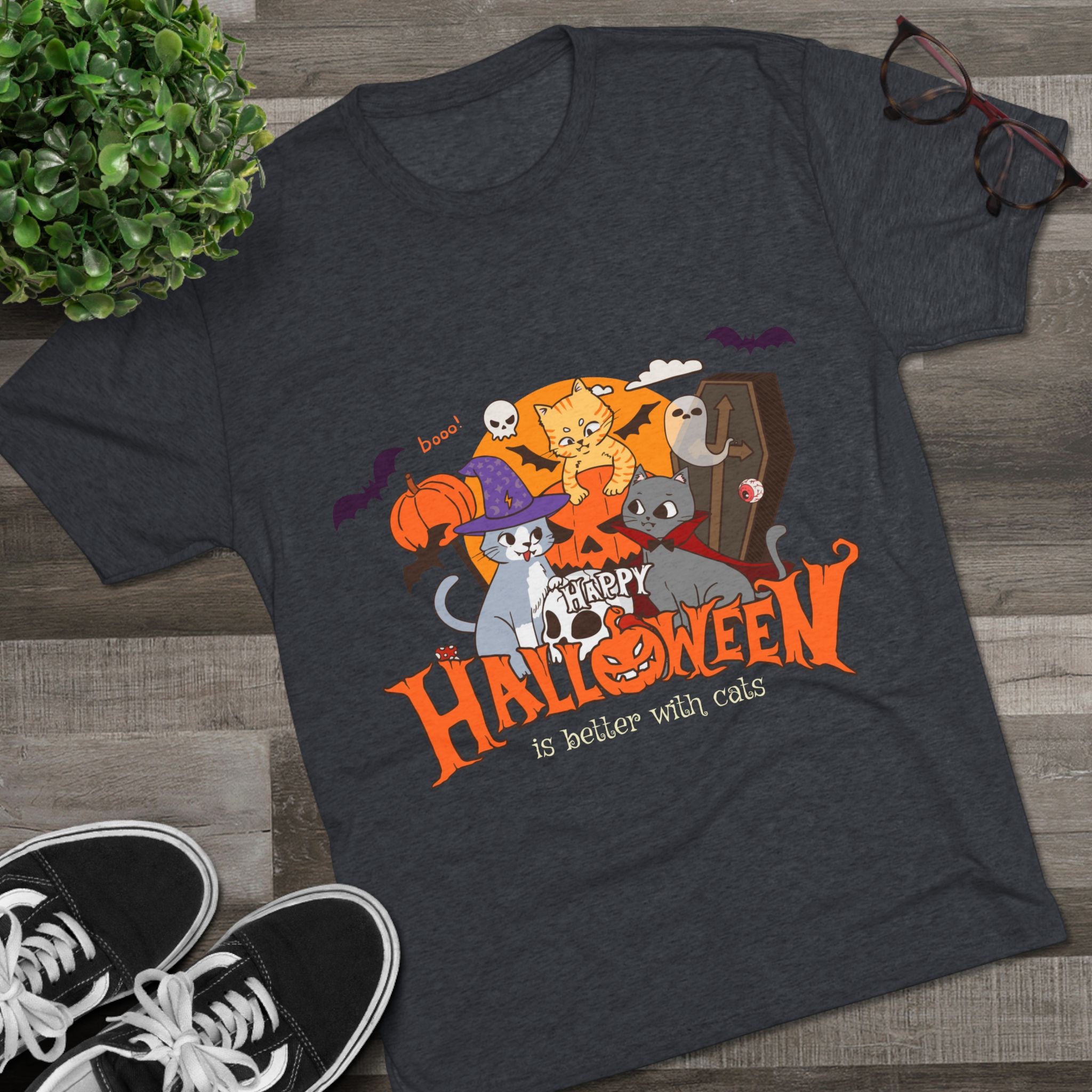Halloween is Better with Cats | Unisex Tri-Blend Crew Tee