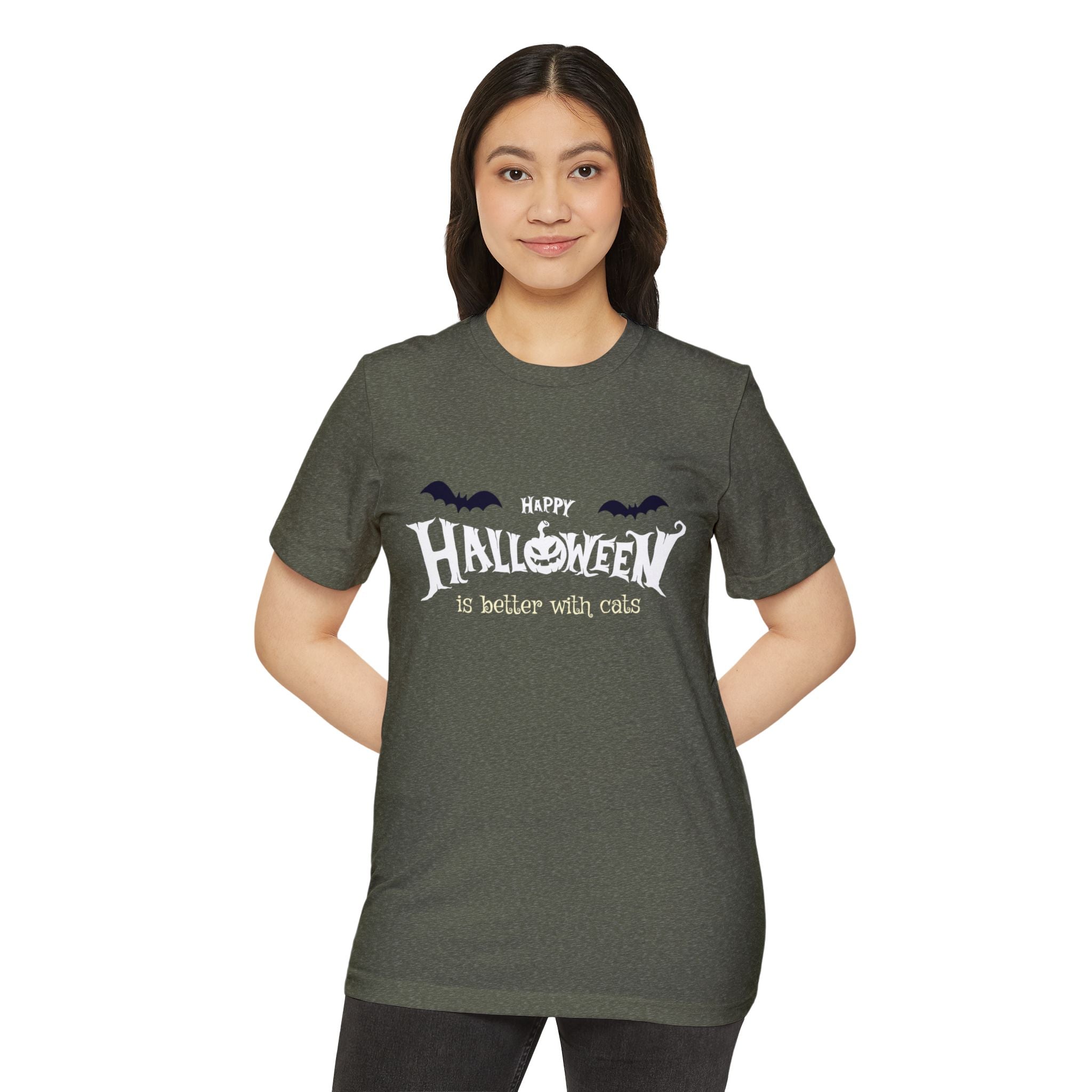 Halloween with Witch's Cats | Unisex Recycled Organic T-Shirt
