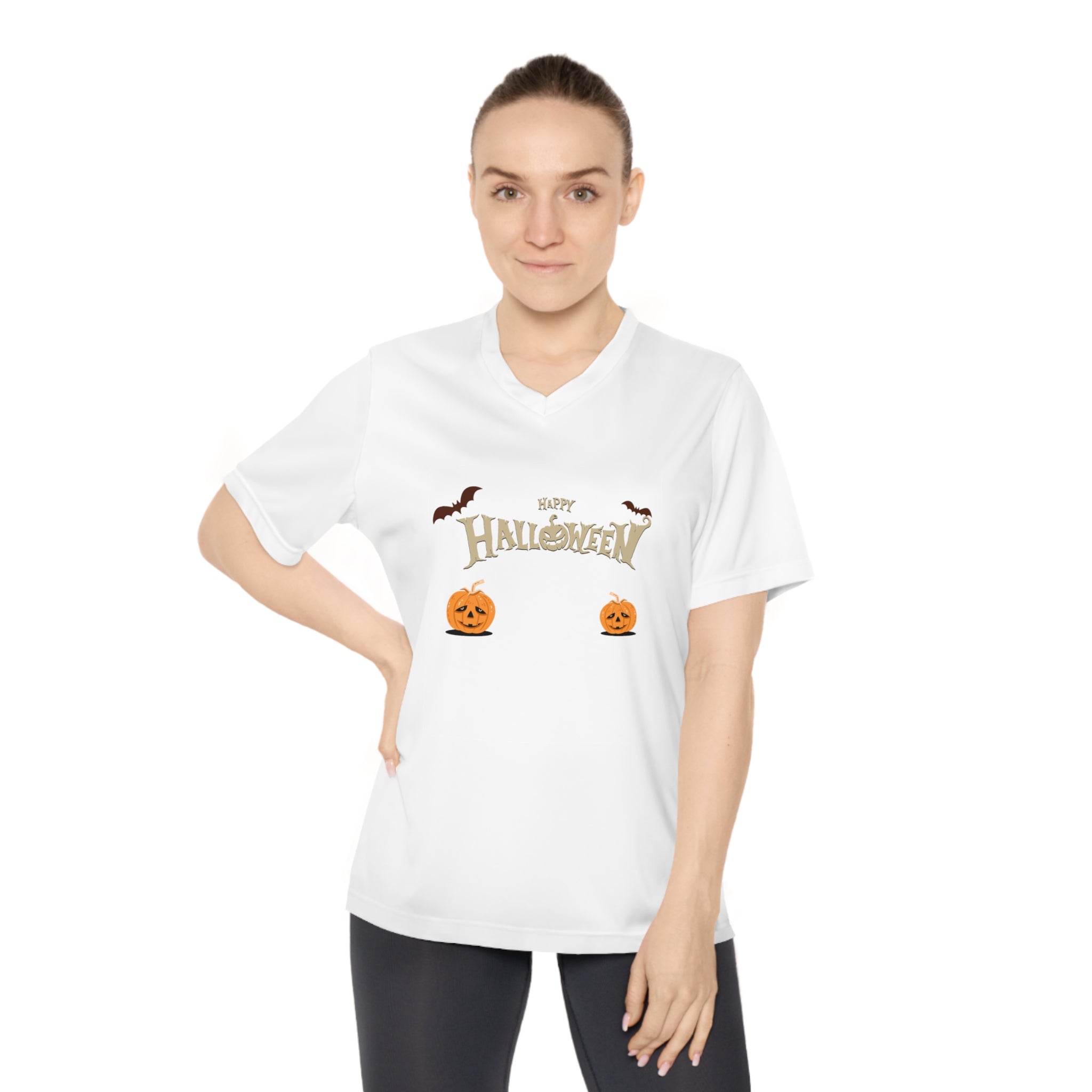 Halloween with Pumpkins | Women's Performance V-Neck T-Shirt