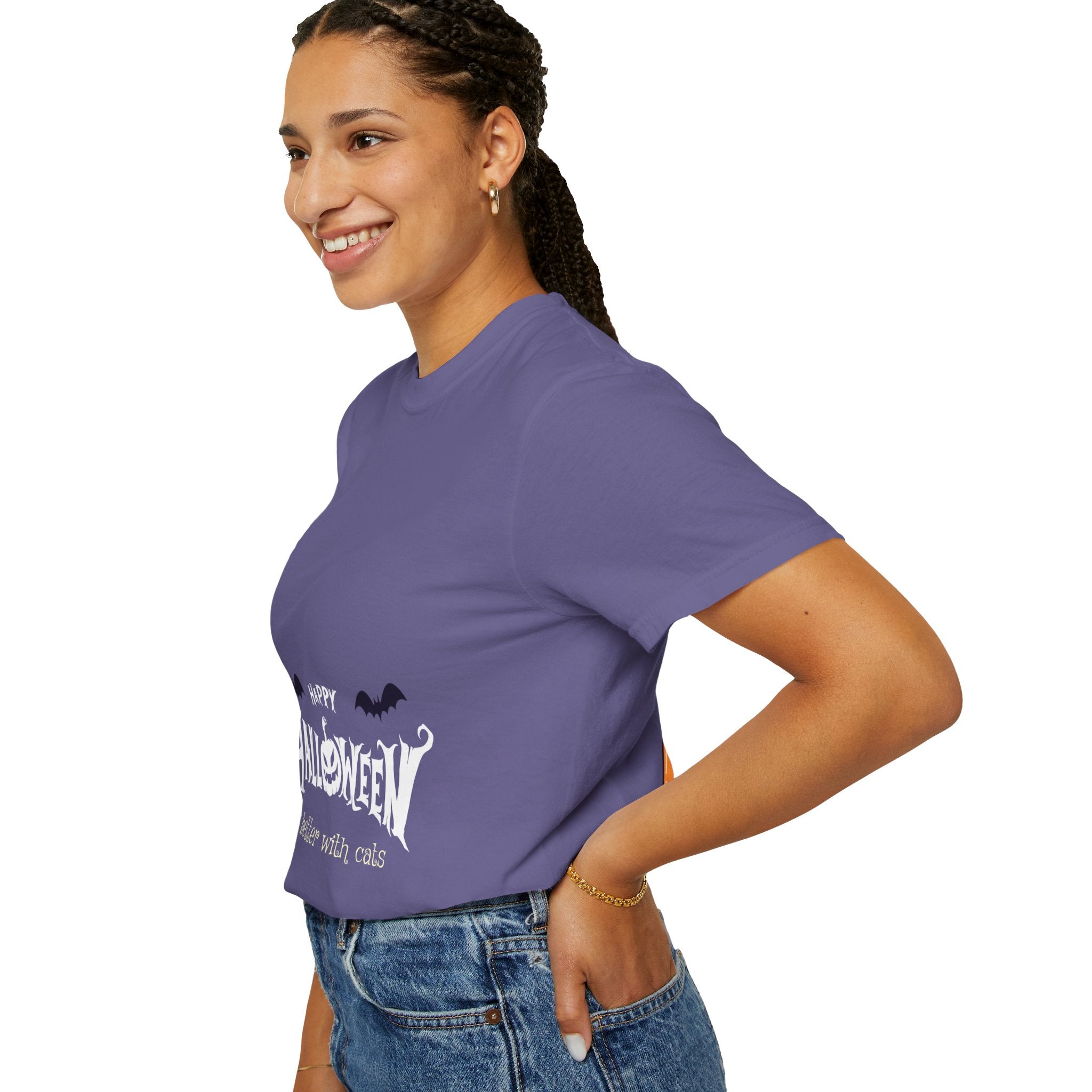 Halloween with Witch's Cats | Unisex Garment-Dyed T-shirt