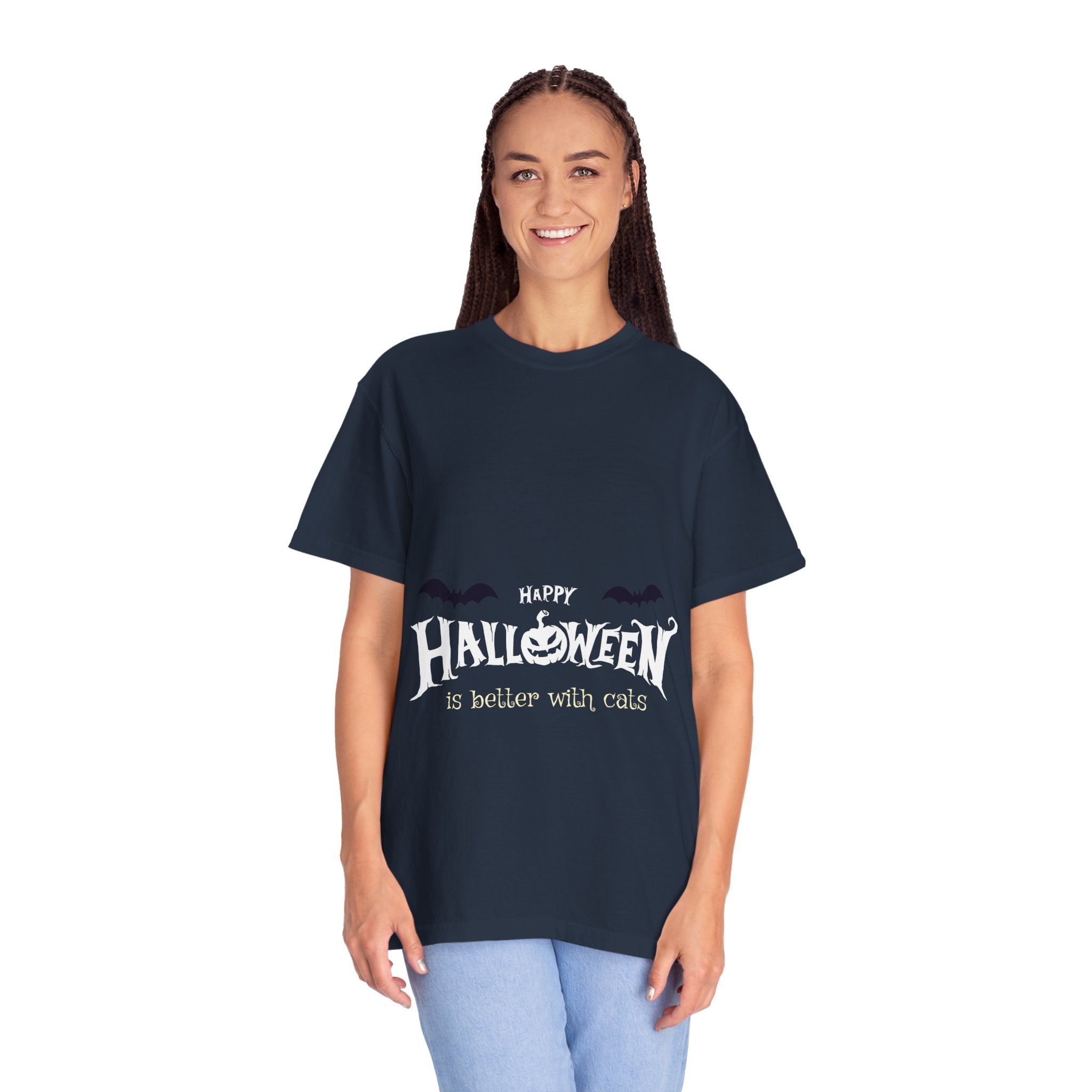 Halloween with Witch's Cats | Unisex Garment-Dyed T-shirt