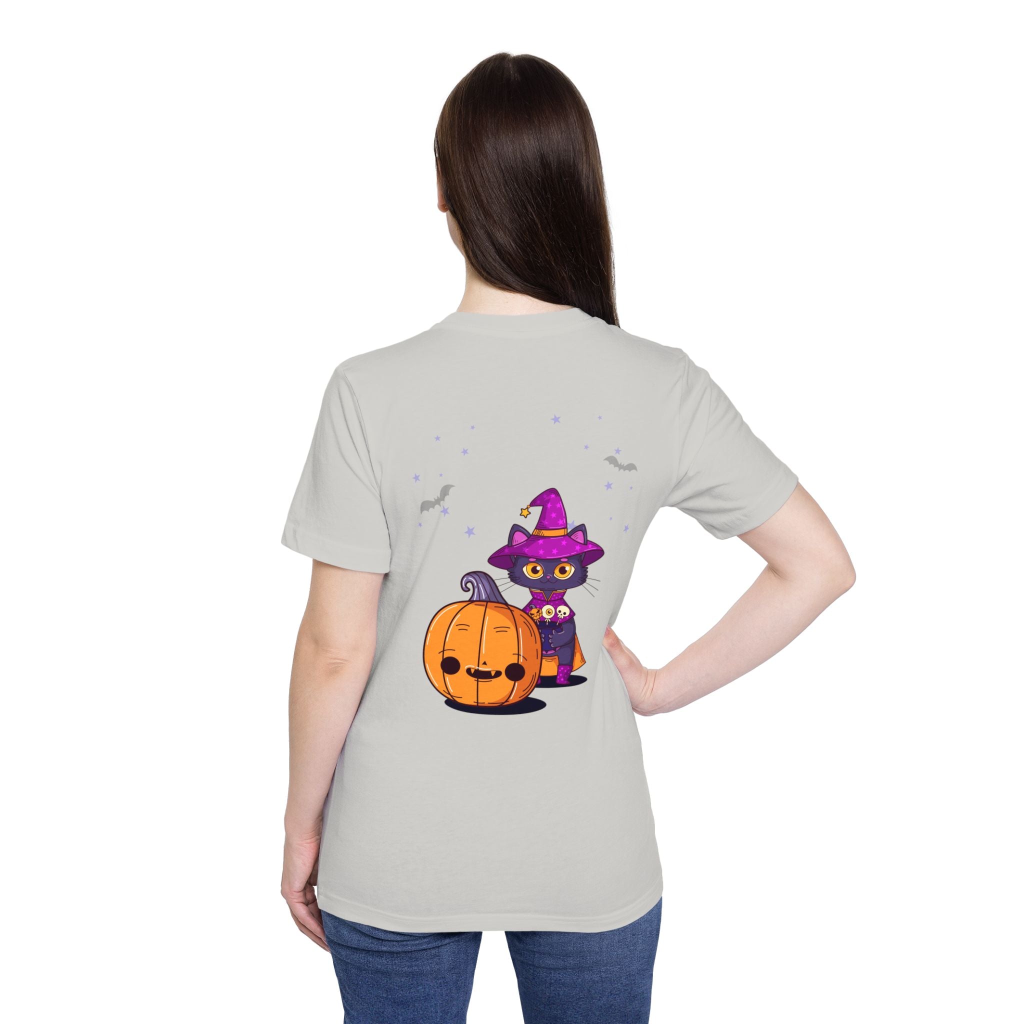 Halloween with Witch's Cats | USA-Made Unisex Short-Sleeve Jersey T-Shirt