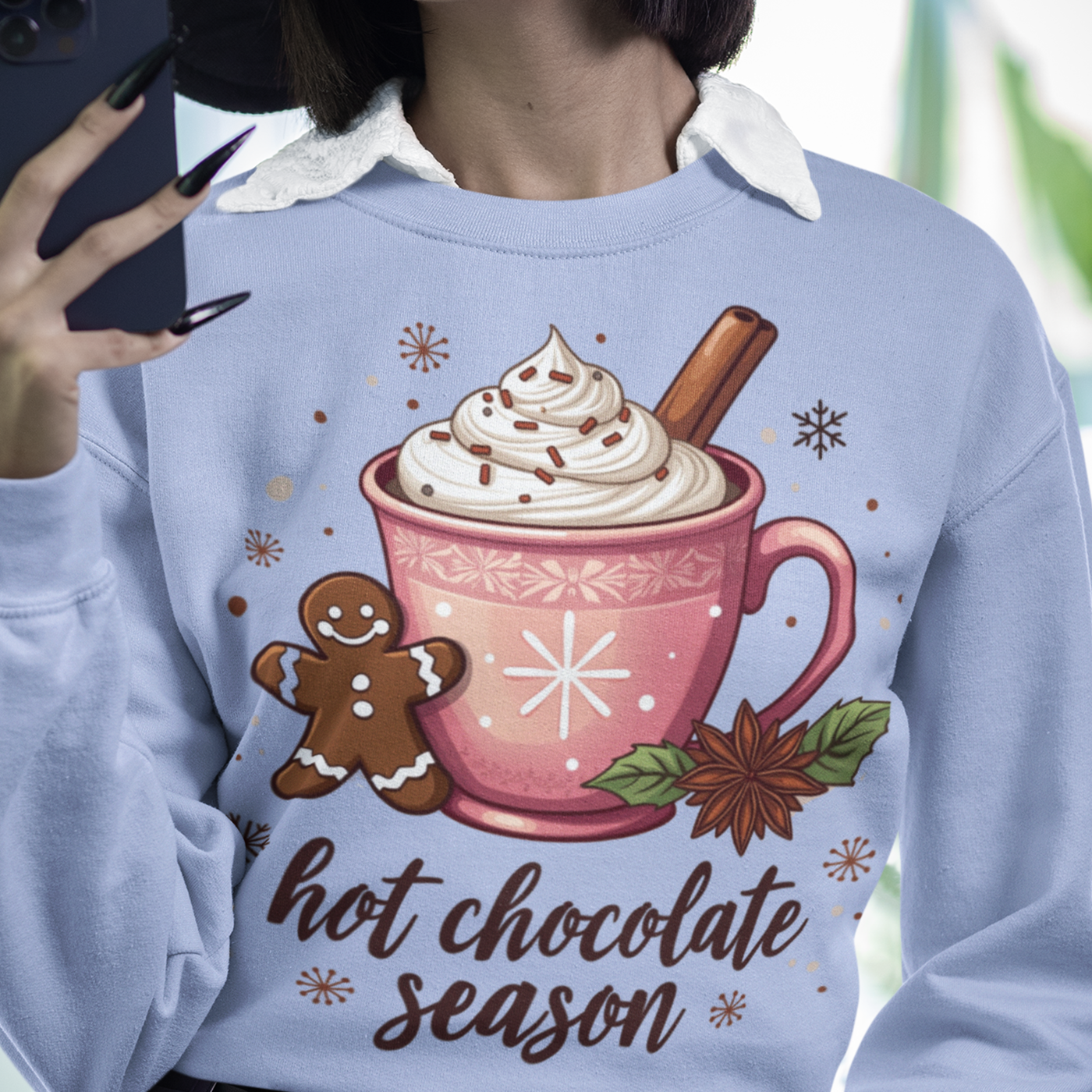 Hot Chocolate Season | Cozy Holiday Drink | Christmas | Unisex Crewneck Sweatshirts